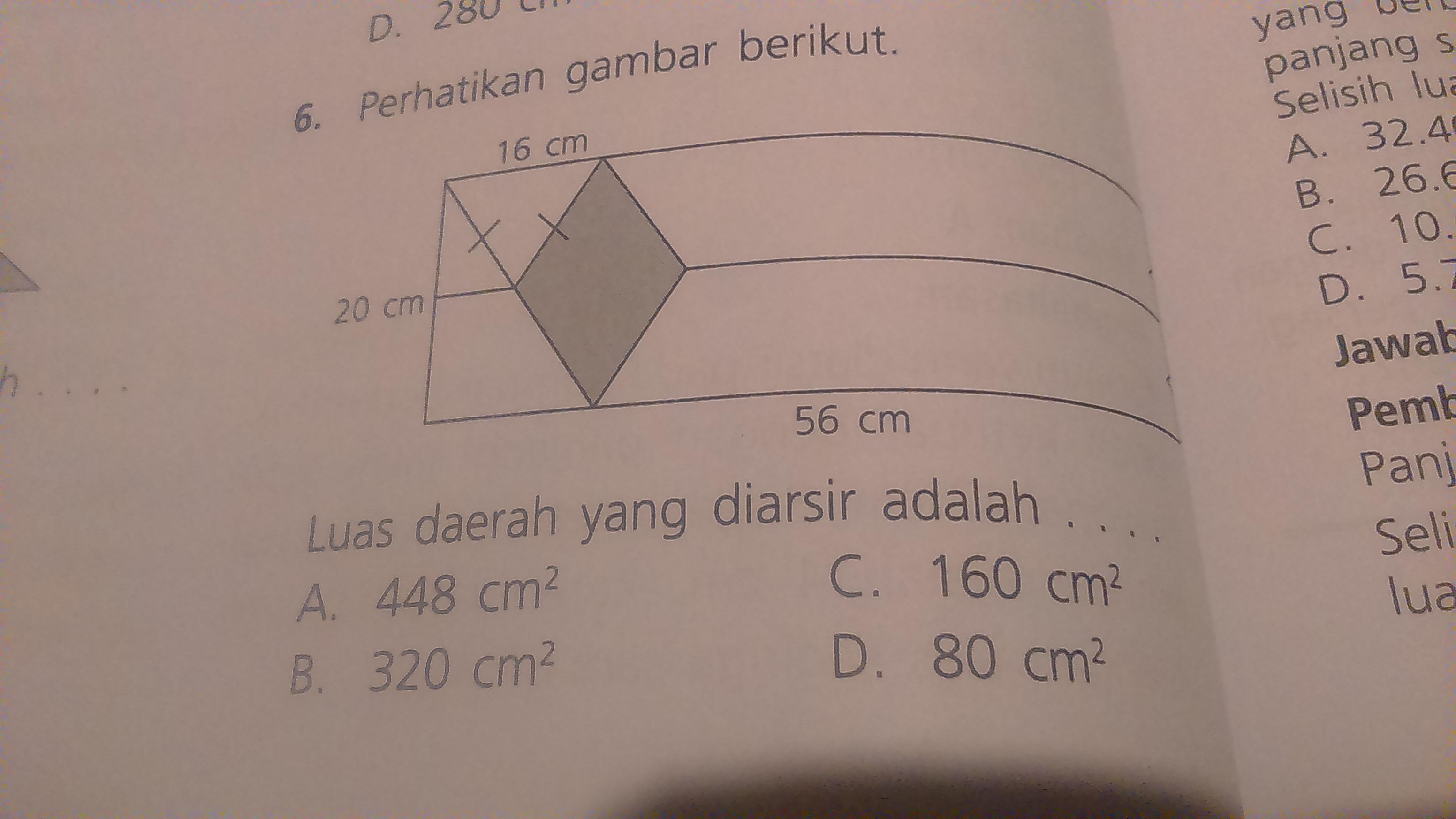 Perhatikan gambar berikut. Luas daerah yang diarsir adalah... Brainly