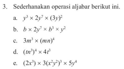 Sederhanakan Operasi Aljabar Berikut Ini Y 3 2 Y 7 3 Y 2