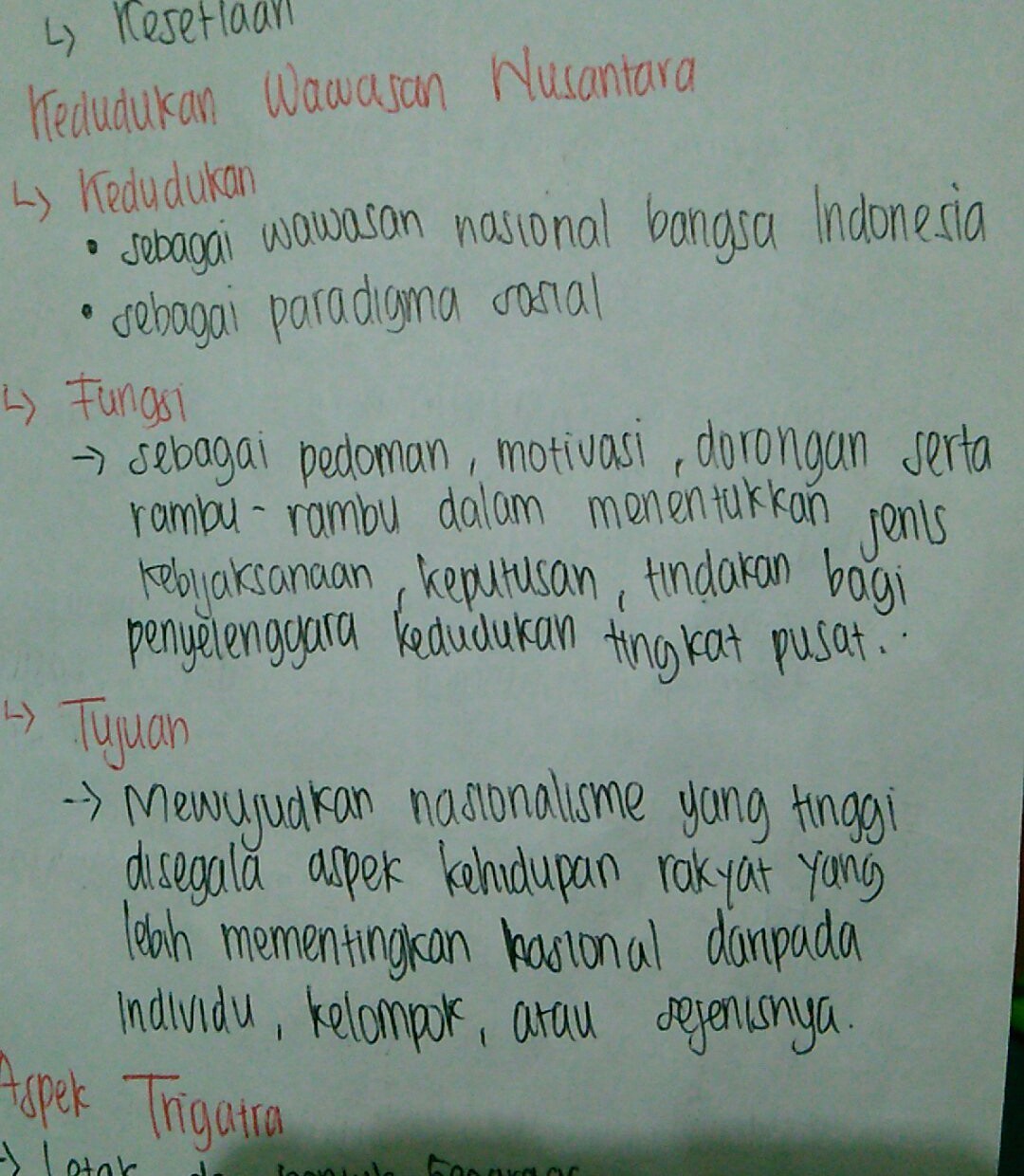 deskripsikan a. kedudukan wawasan nusantara b. fungsi wawasan