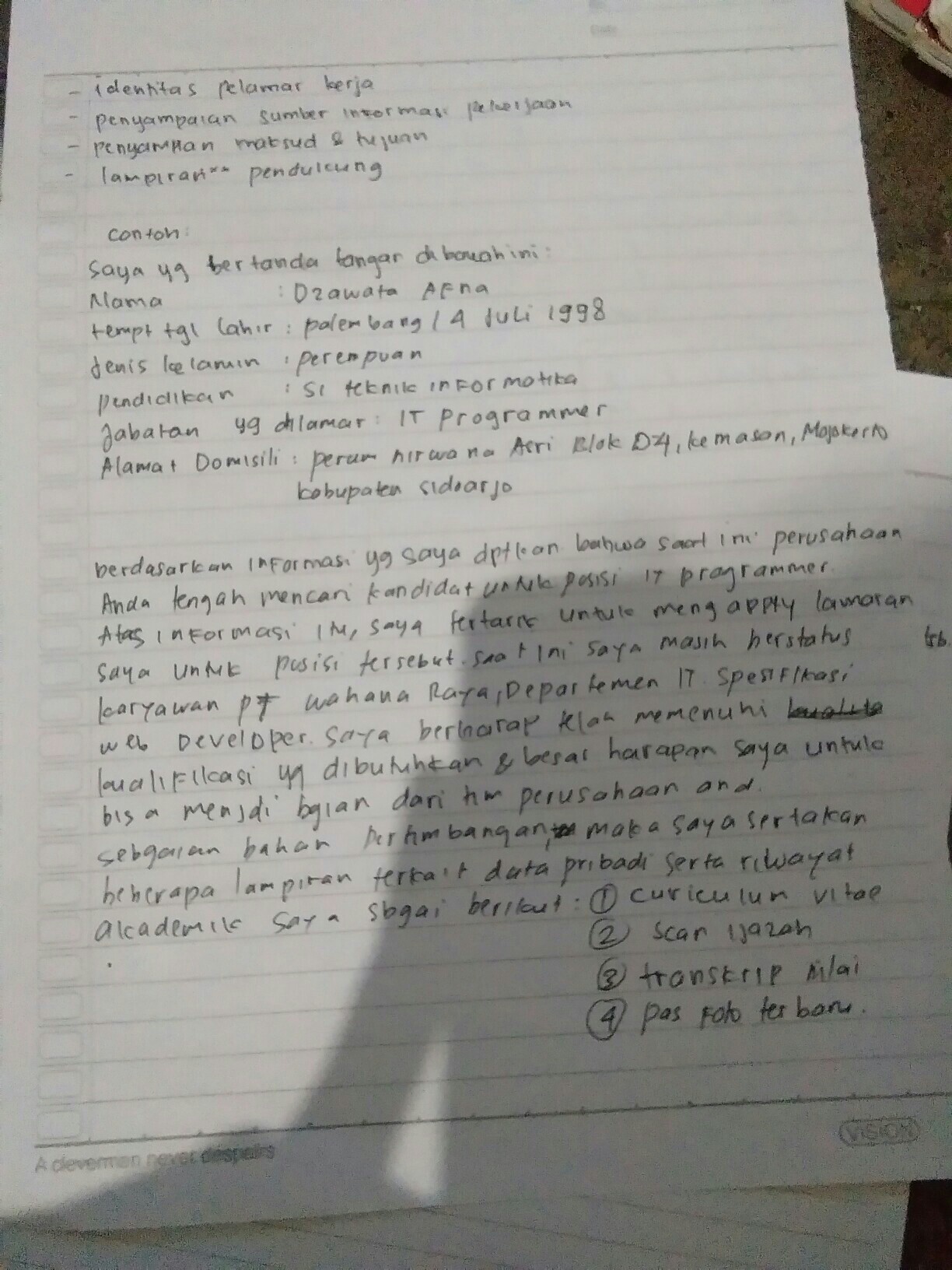 Surat Lamaran Kerja Eiger Indrapuriacehbesar Instagram Posts Gramho