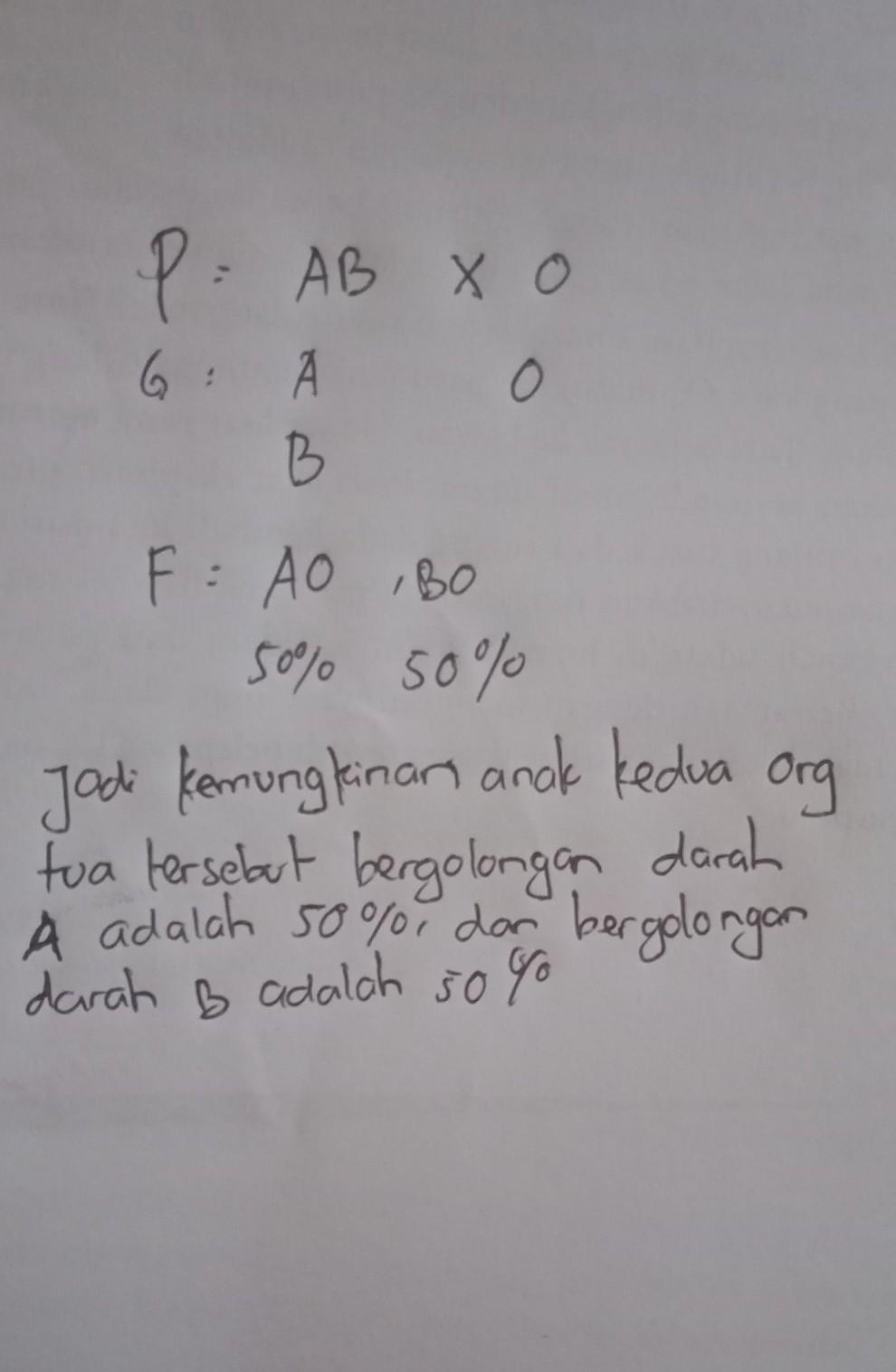 Kak tolong bantu ya... Jika ayah memiliki golongan darah