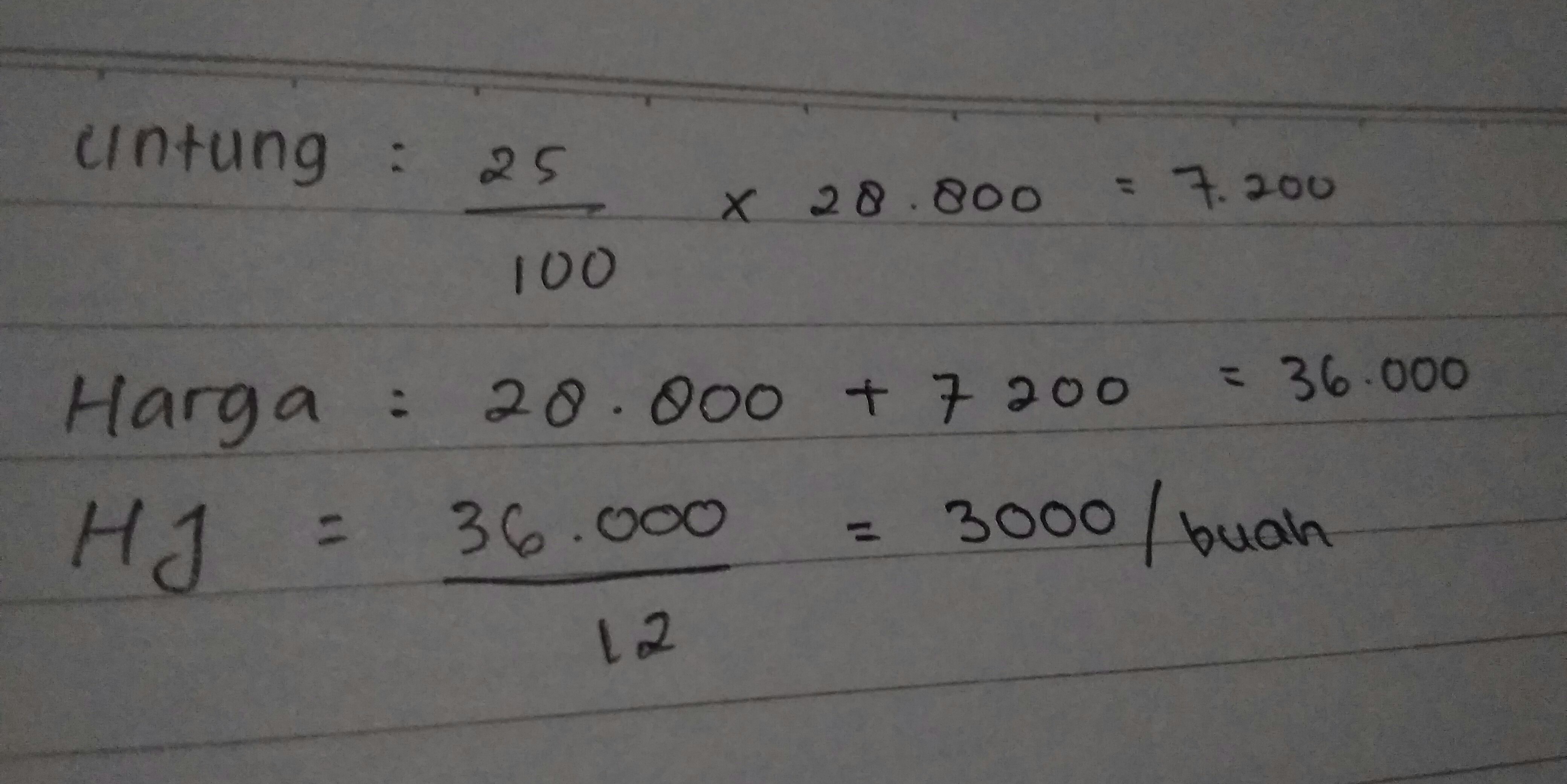 Pak Rudi membeli 1 lusin pensil seharga rp28.800 jika Pak Rudi