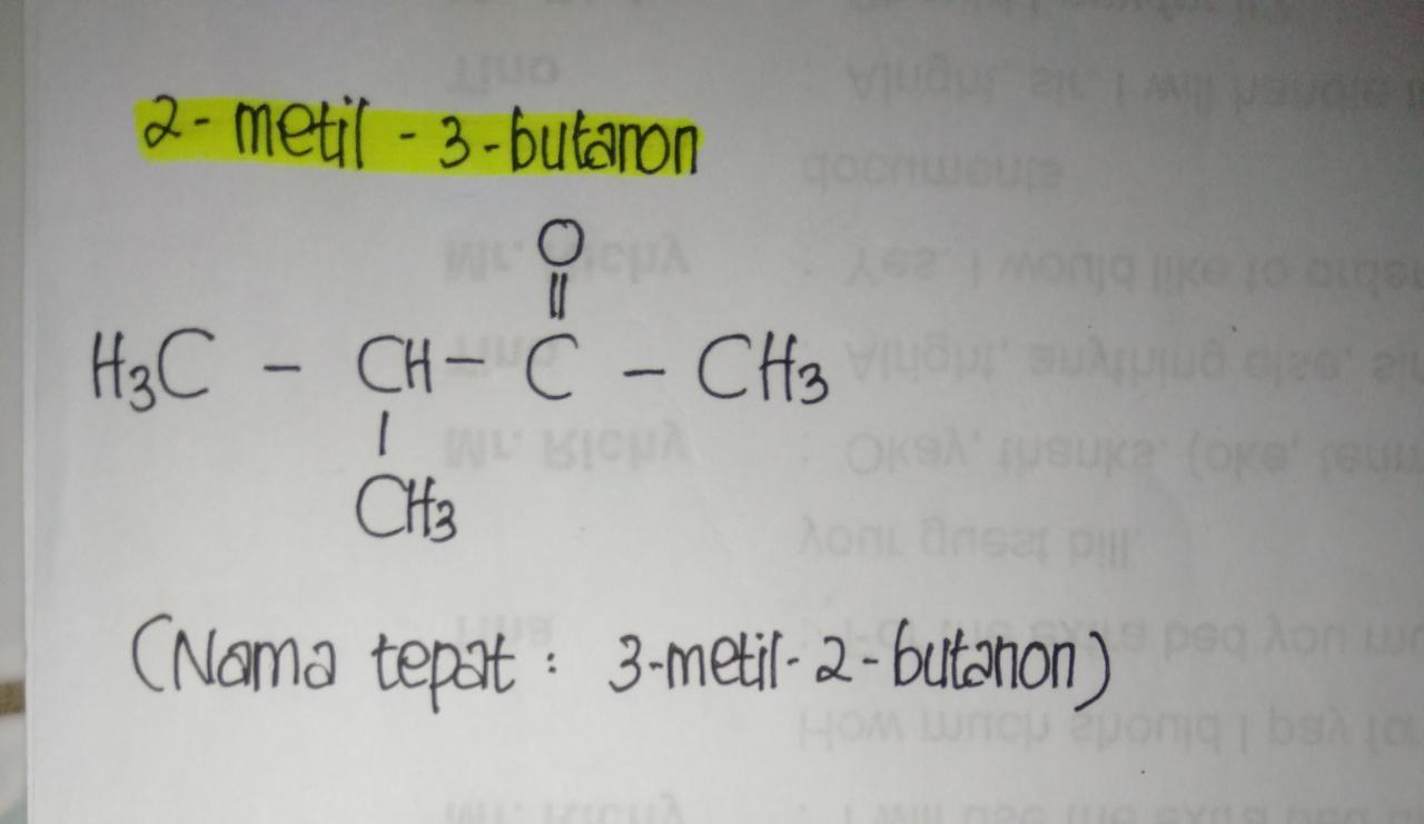 rumus dan struktur dari senyawa 2metil3butanon