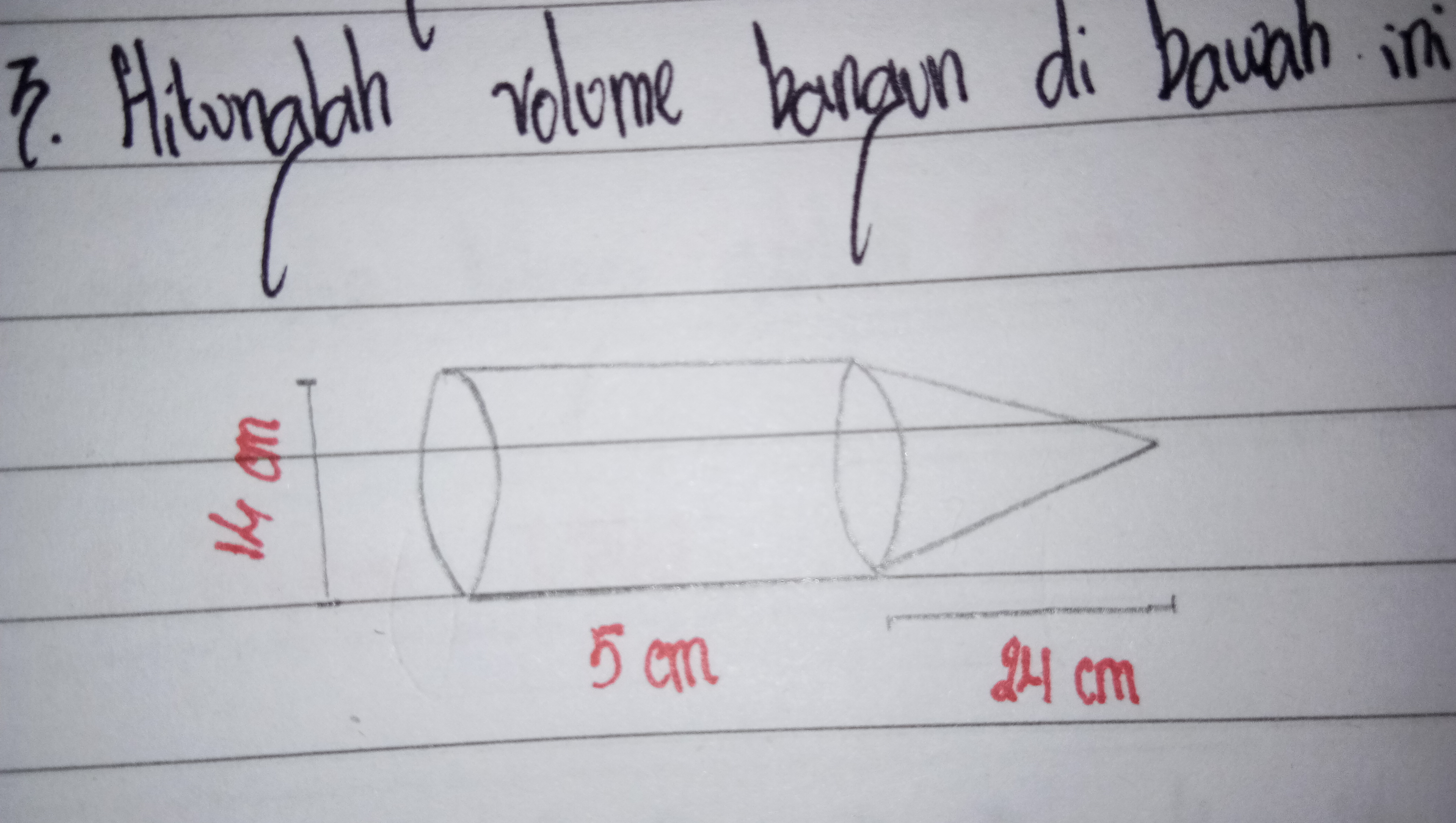 Hitunglah volume bangun di bawah ini (phi=22/7) Brainly.co.id