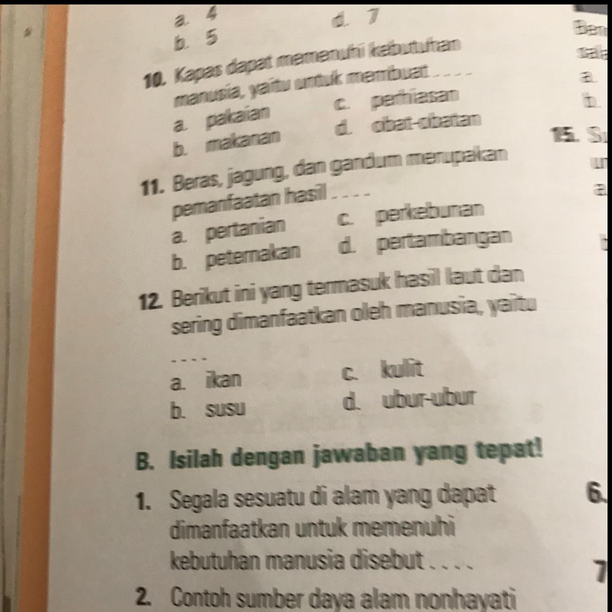 12. Berikut ini yang termasuk hasil laut dan sering