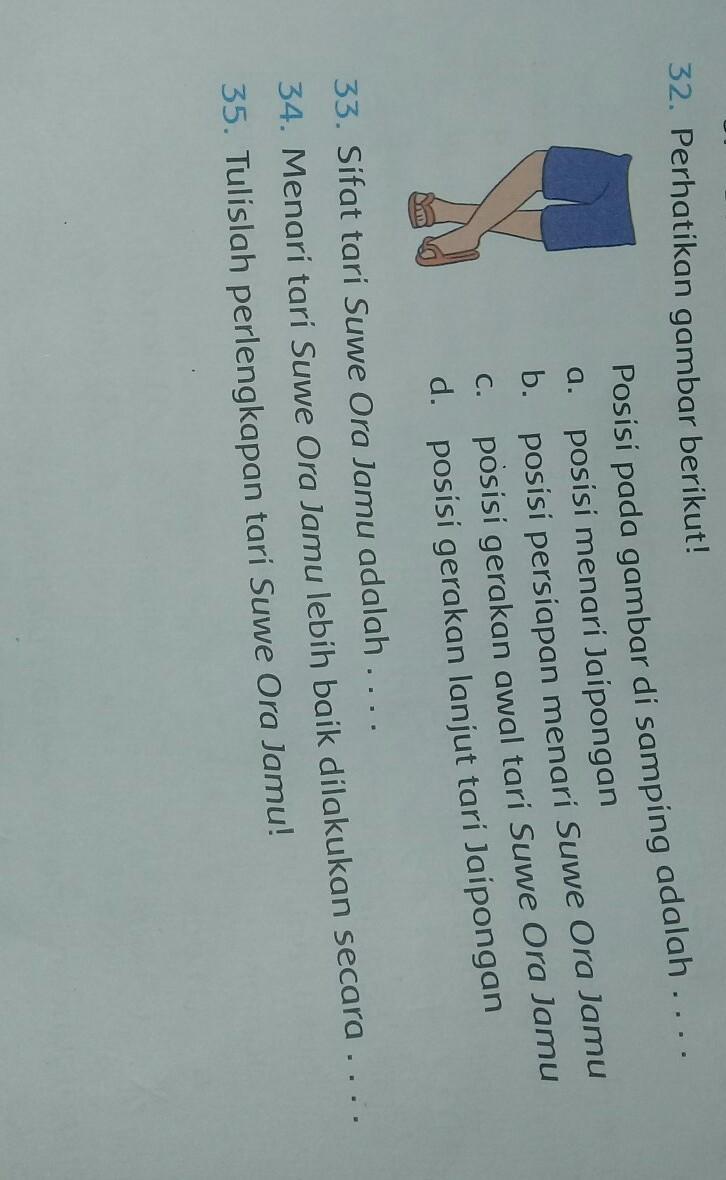 32. Perhatikan gambar berikut!a.posisi menari Jaiponganb