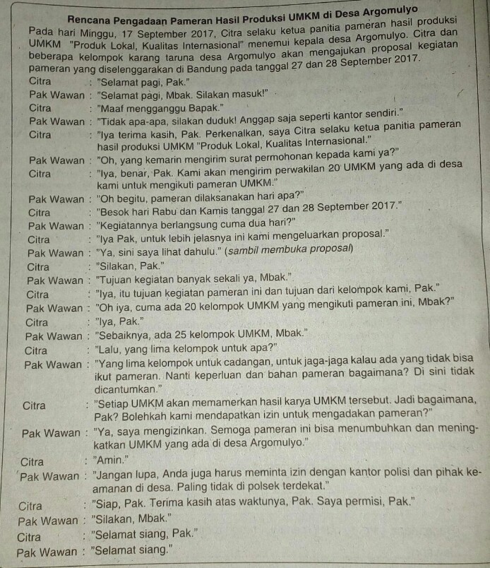 Percakapan Teks Negosiasi Tentang Kegiatan Tahunan Osis Sekolah