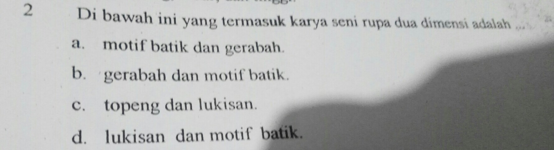 Di bawah ini yang termasuk karya seni rupa dua dimensi adalah