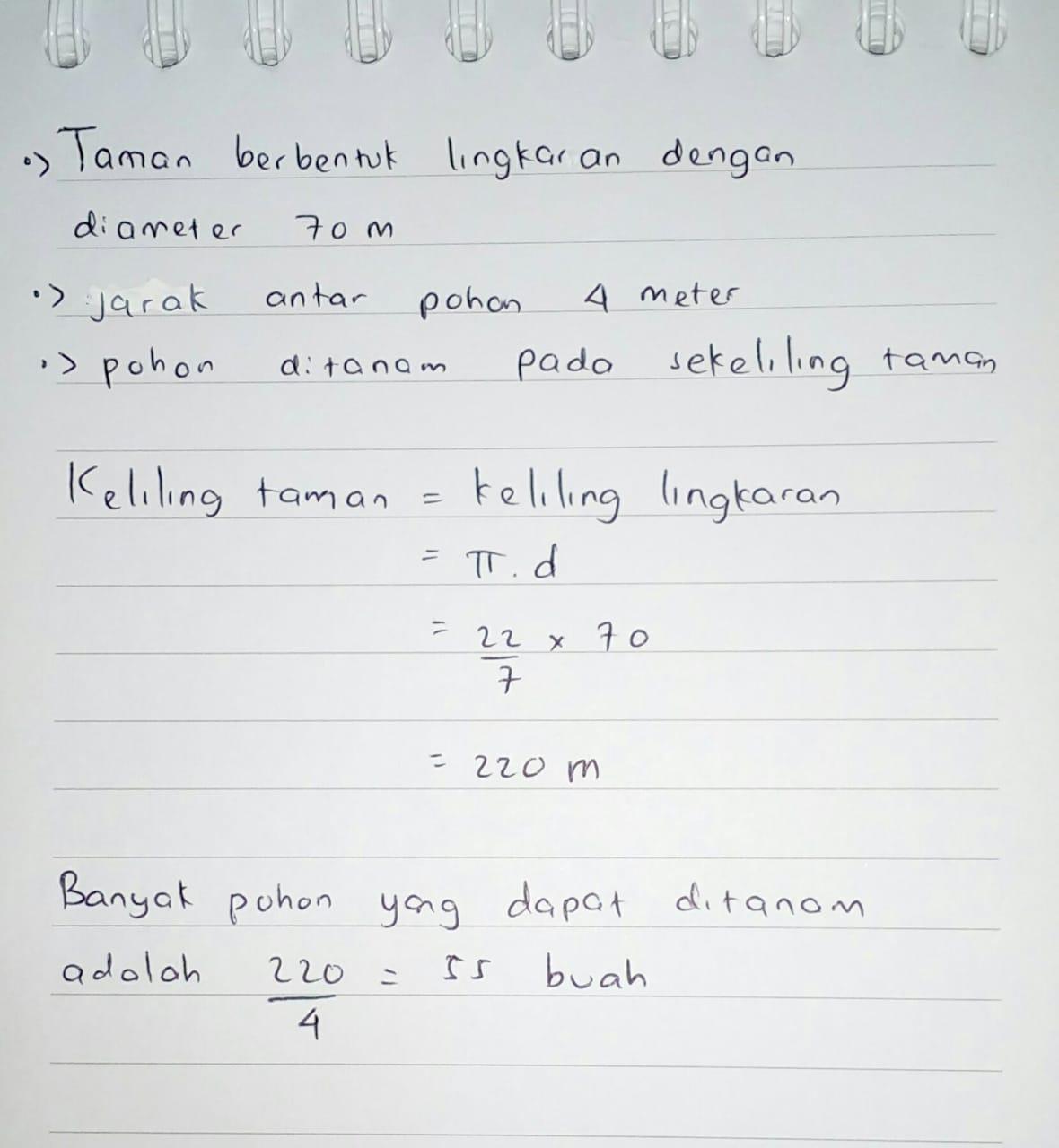 banyak pohon yang dapat ditanam pada sekeliling taman berbentuk