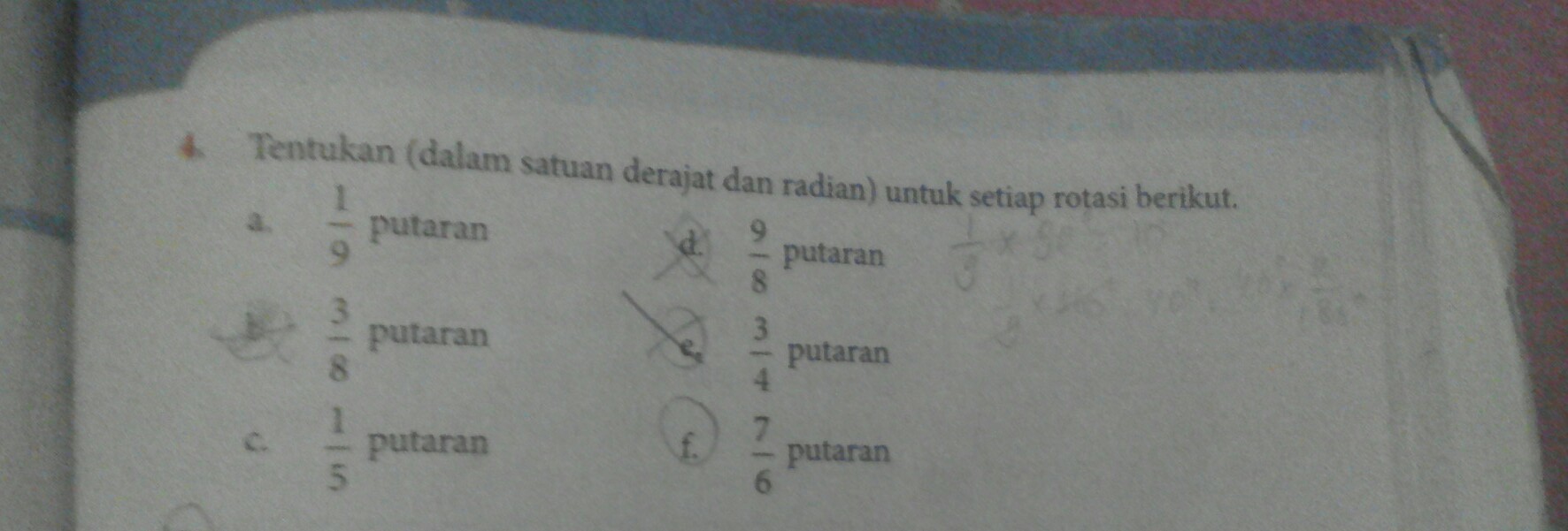 Tentukan Dalam Satuan Derajat Dan Radian Untuk Setiap Rotasi Berikut