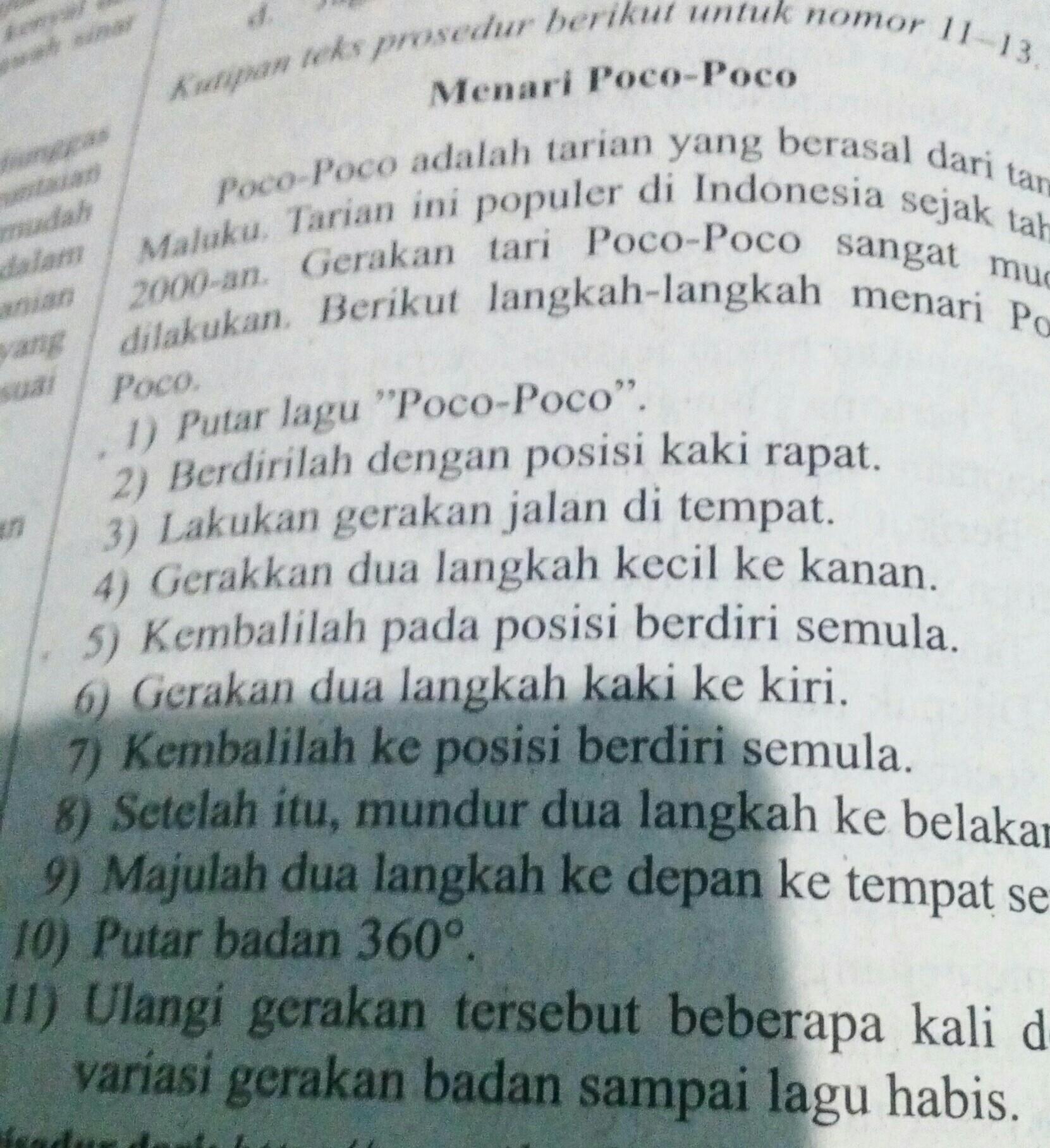 Tuliskan teks prosedur senam pocopoco dan senam go green Tolong
