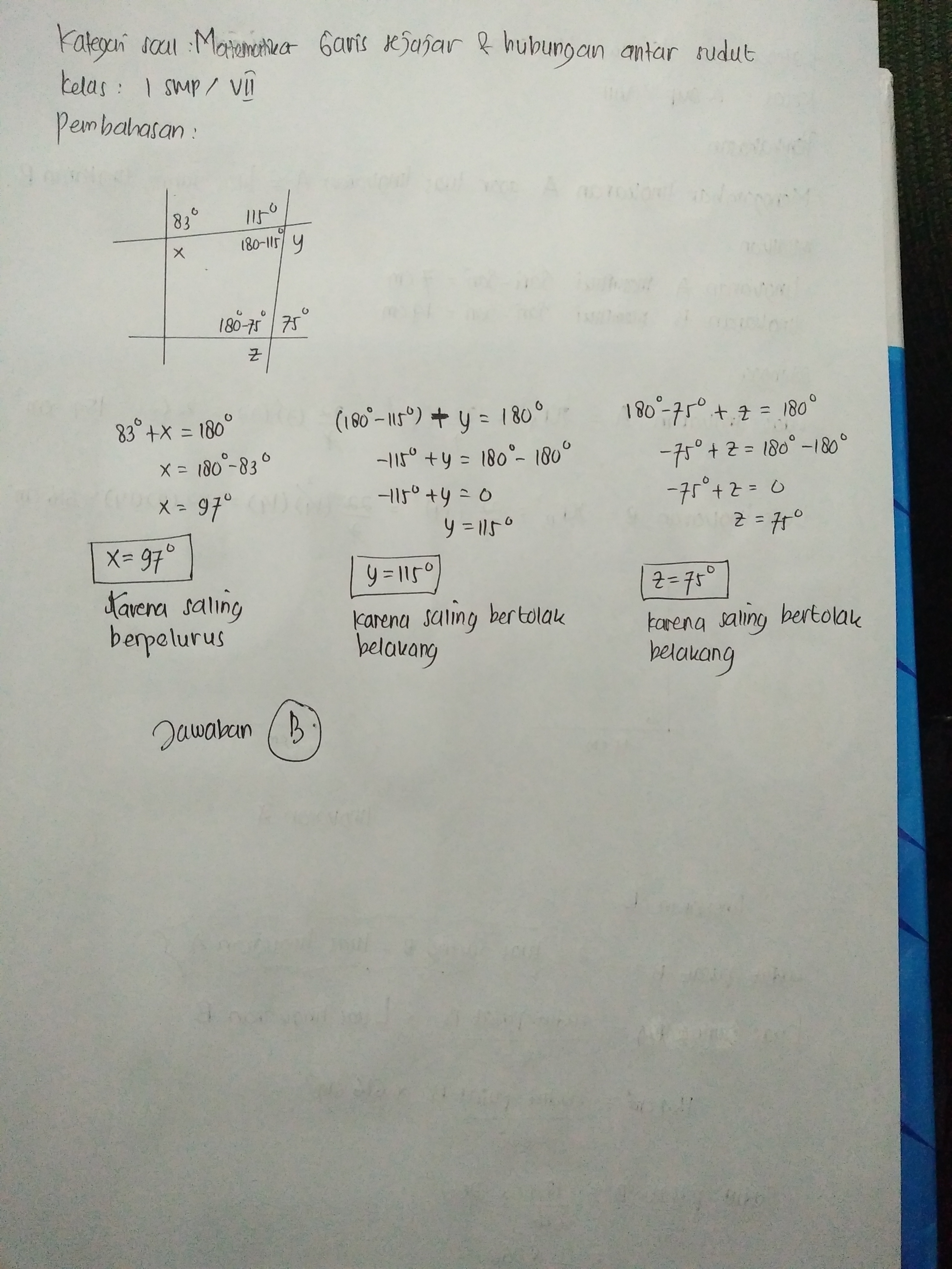 berdasarkan gambar berikut nilai x, y, dan z berturut