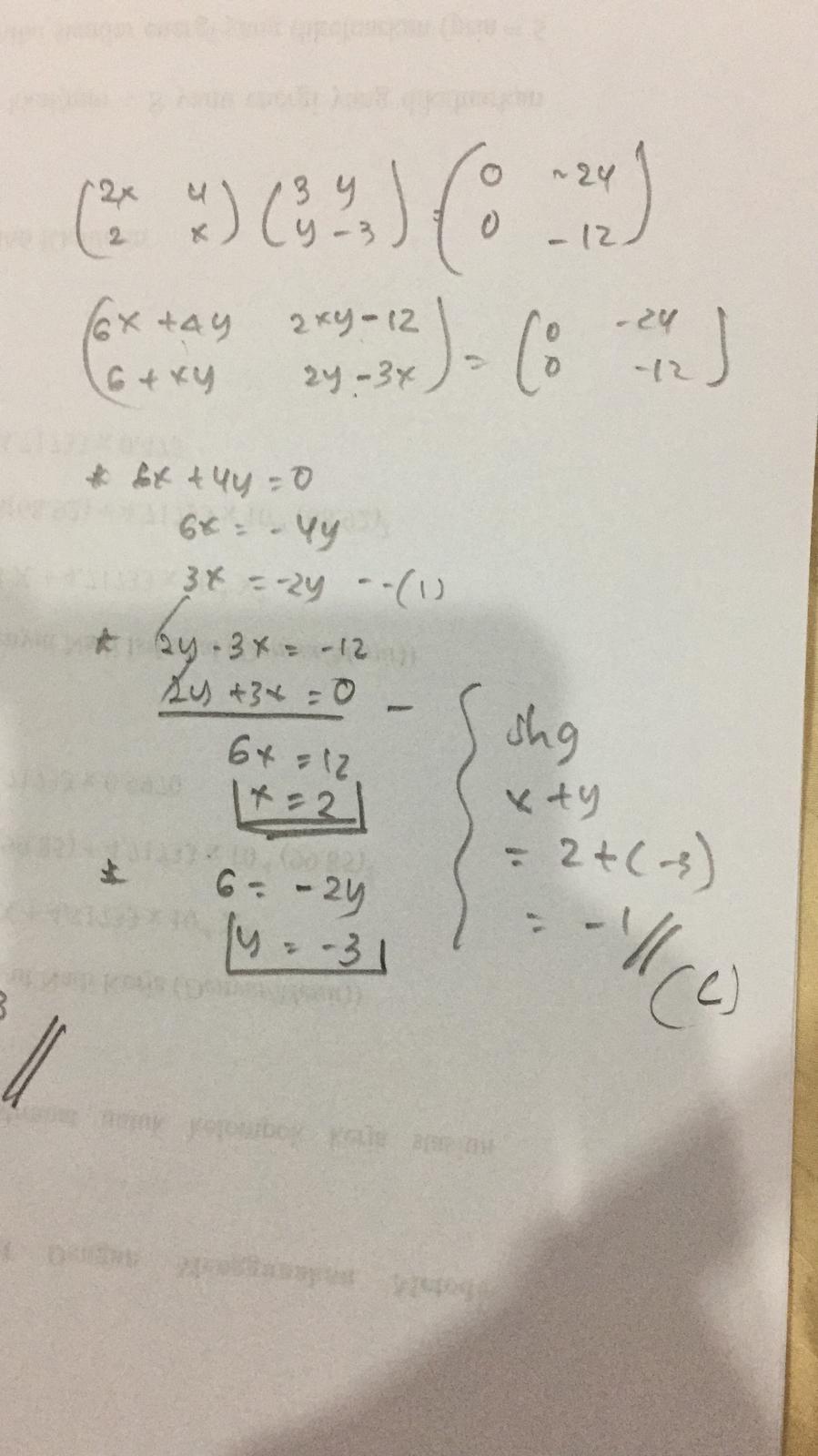 Matriks X Y Yang Memenuhi Persamaan Contoh Soal Pelajaran