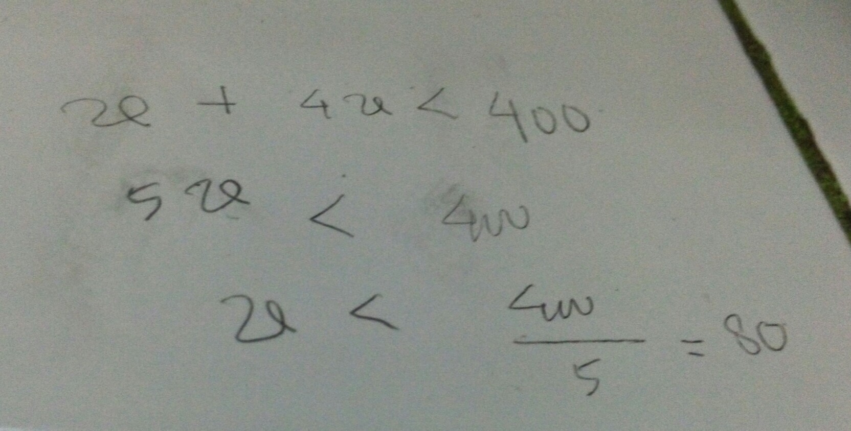 jumlah dua bilangan tidak kurang dari 400, jika bilangan