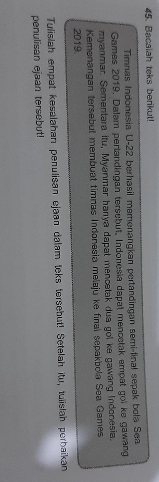 tulislah 4 kesalahan penulisan ejaan dalam tersebut