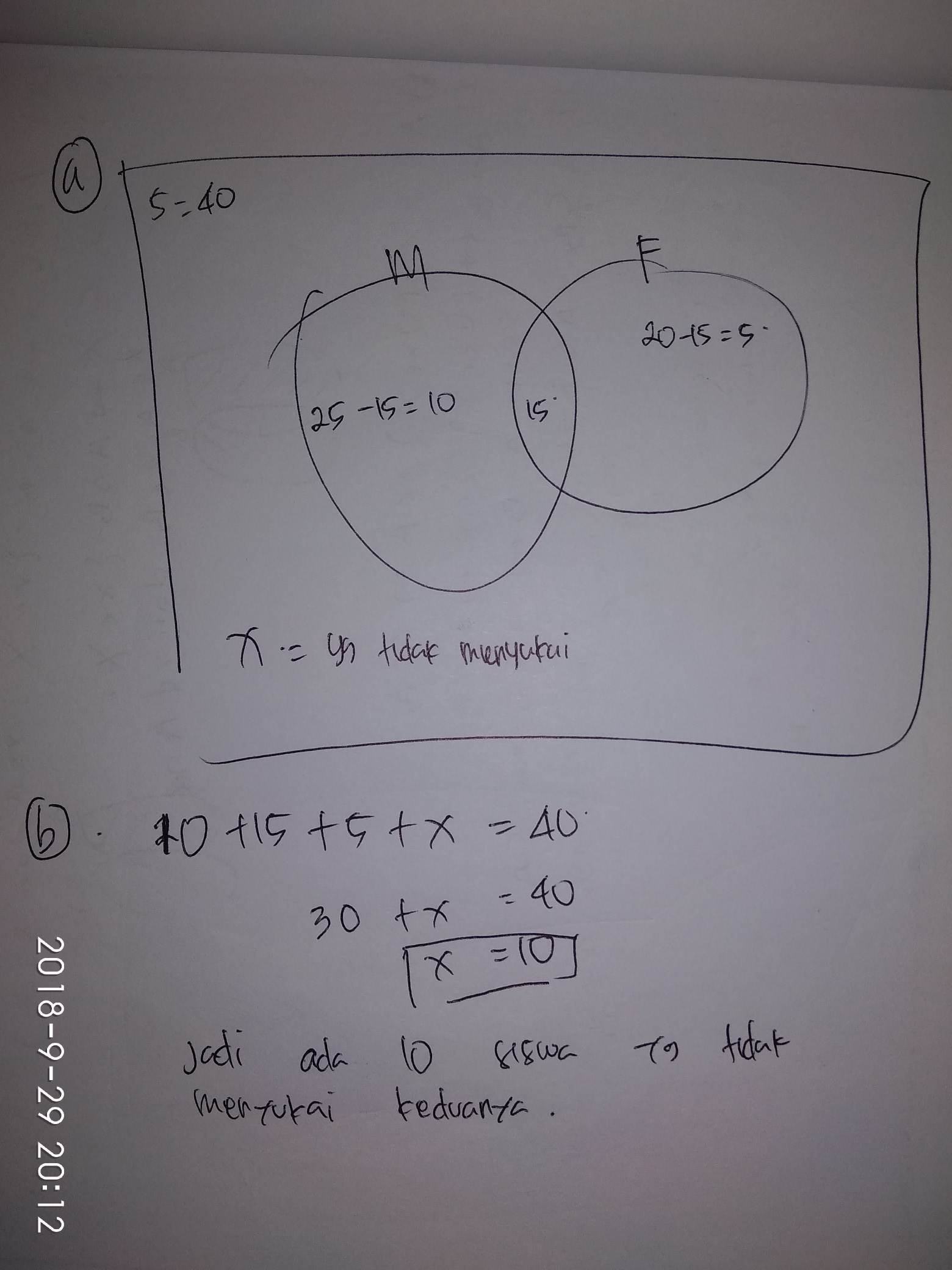 tolong, bantu yakdi dalam suatu kelas terdapat 40 siswa. 25 siswa