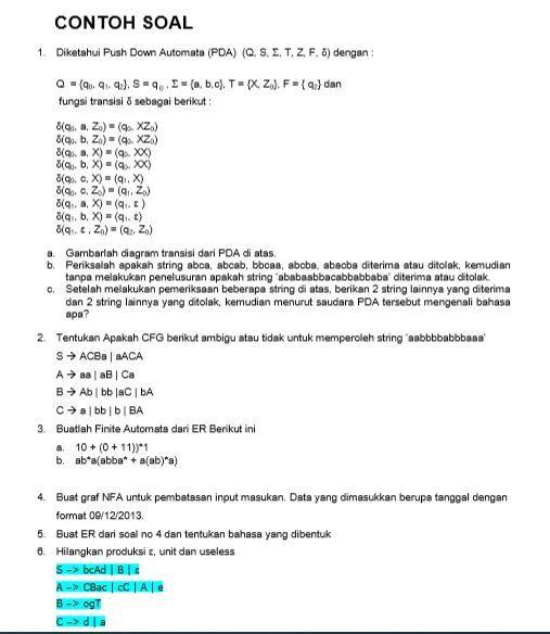 Contoh Soal Dan Jawaban Push Down Automata Kami