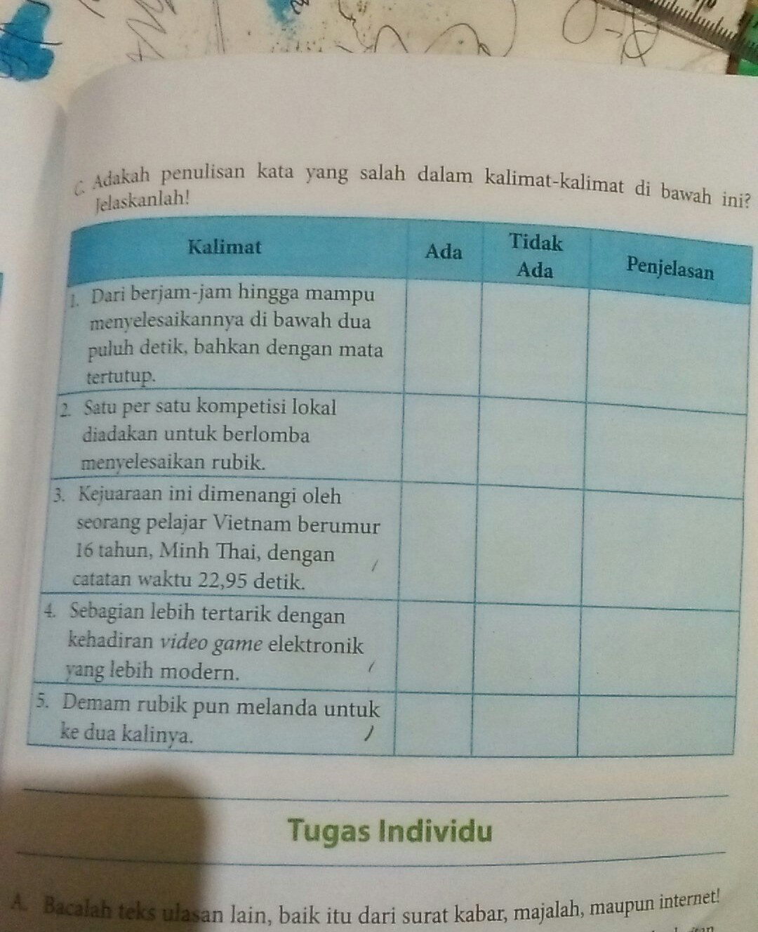 C apakah penulisan kata yang salah dalam kalimat kalimat dibawah ini