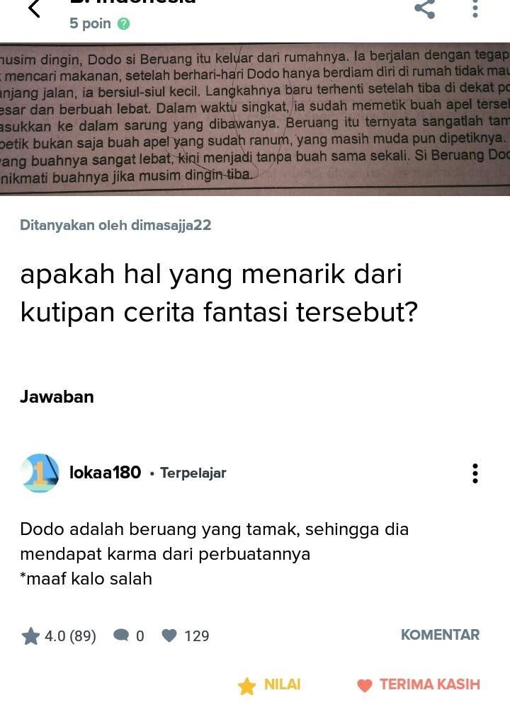 tuliskan hal yang menarik dari kutipan cerpen namaku buruh tersebut