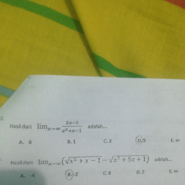 Lim x= (akar dari x2 + x 1) (akar dari x2 + 5x + 1