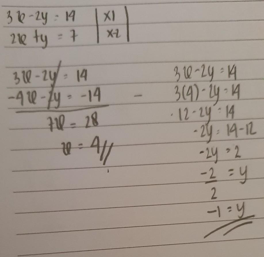 nilai x yang memenuhi sistem persamaan linear 3x 2y = 14