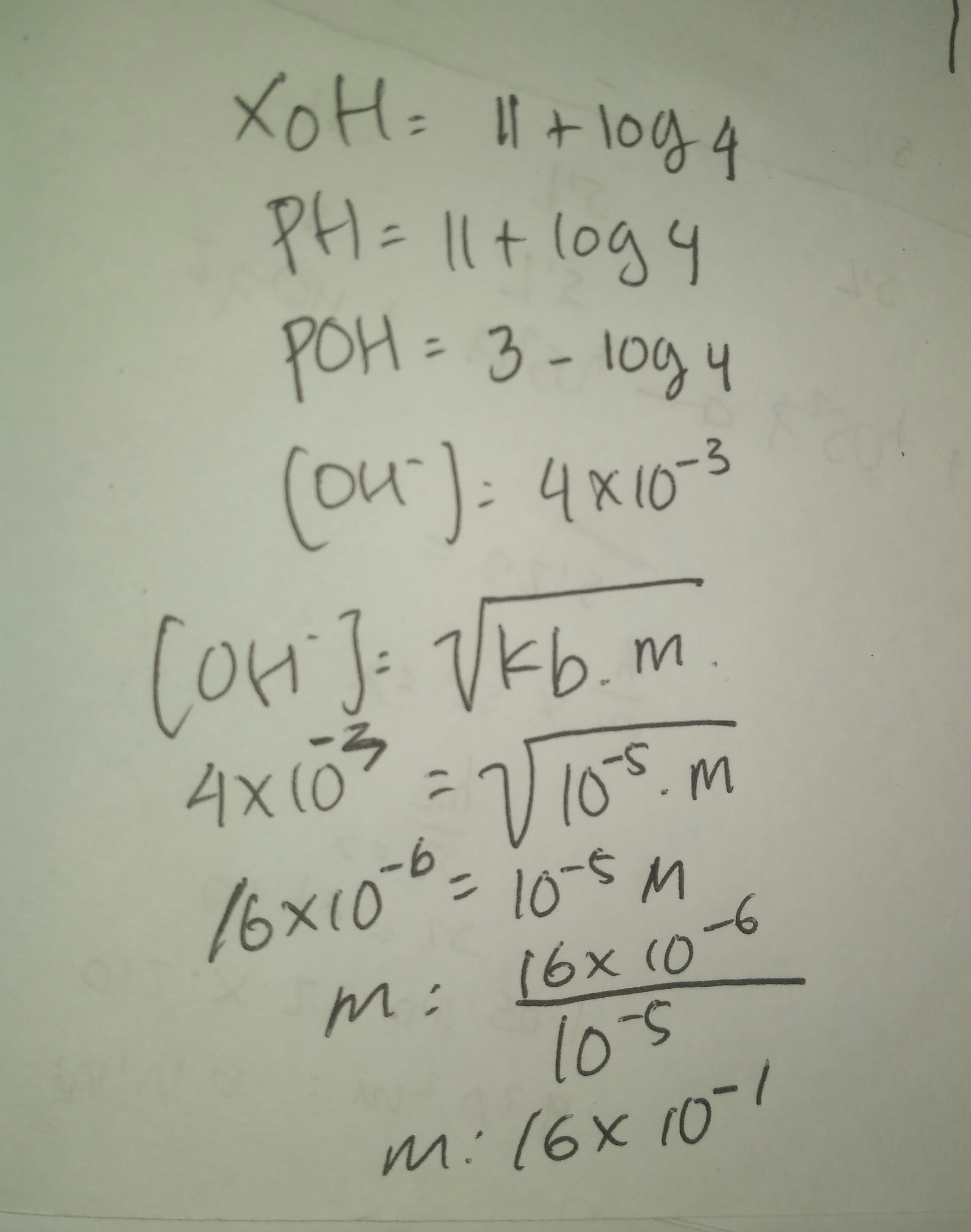 suatu basa lemah XOH mempunyai pH= 11 + log 4 Brainly.co.id