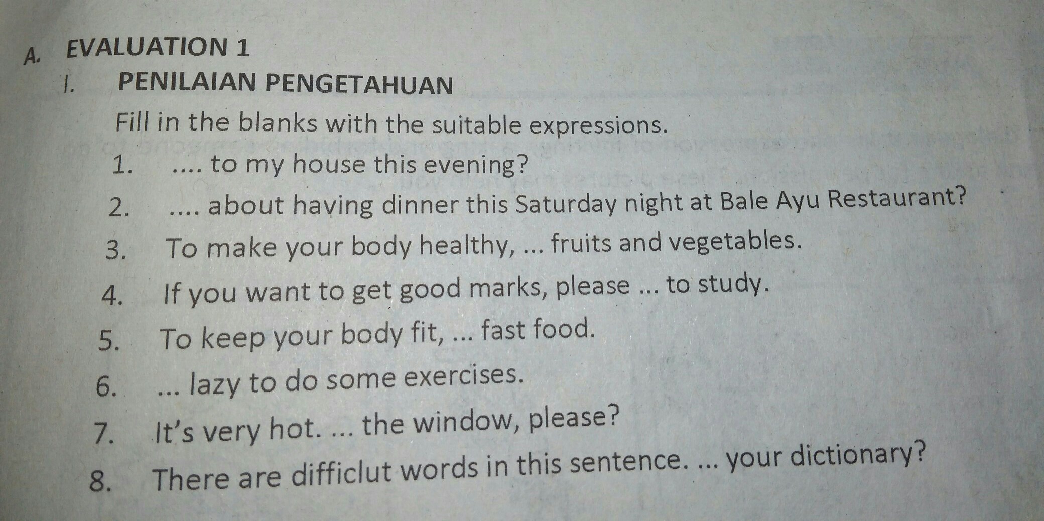 fill in the blanks with the suitable expressions Brainly.co.id