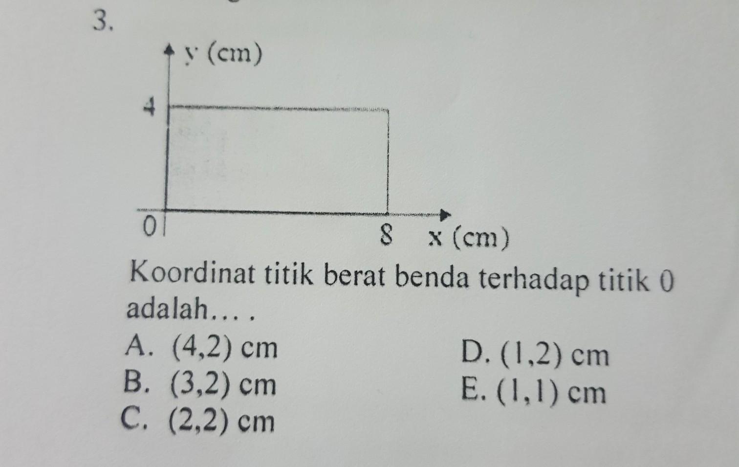 koordinat titik berat benda terhadap titik 0 adalah