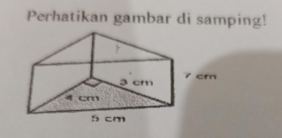 Perhatikan gambar di samping!Luas permukaan bangun prisma di samping