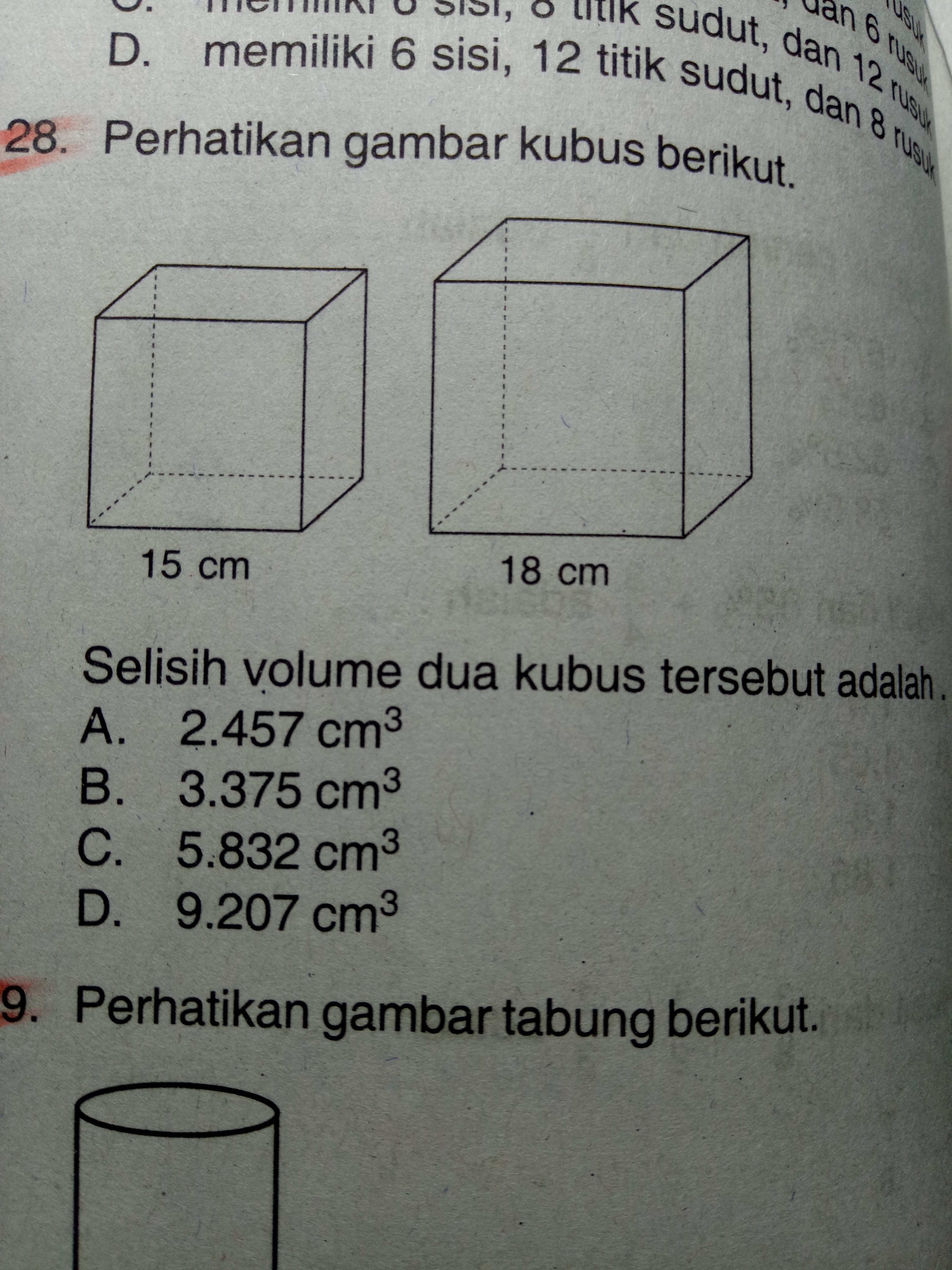 Selisih volume dua kubus tersebut adlah Brainly.co.id