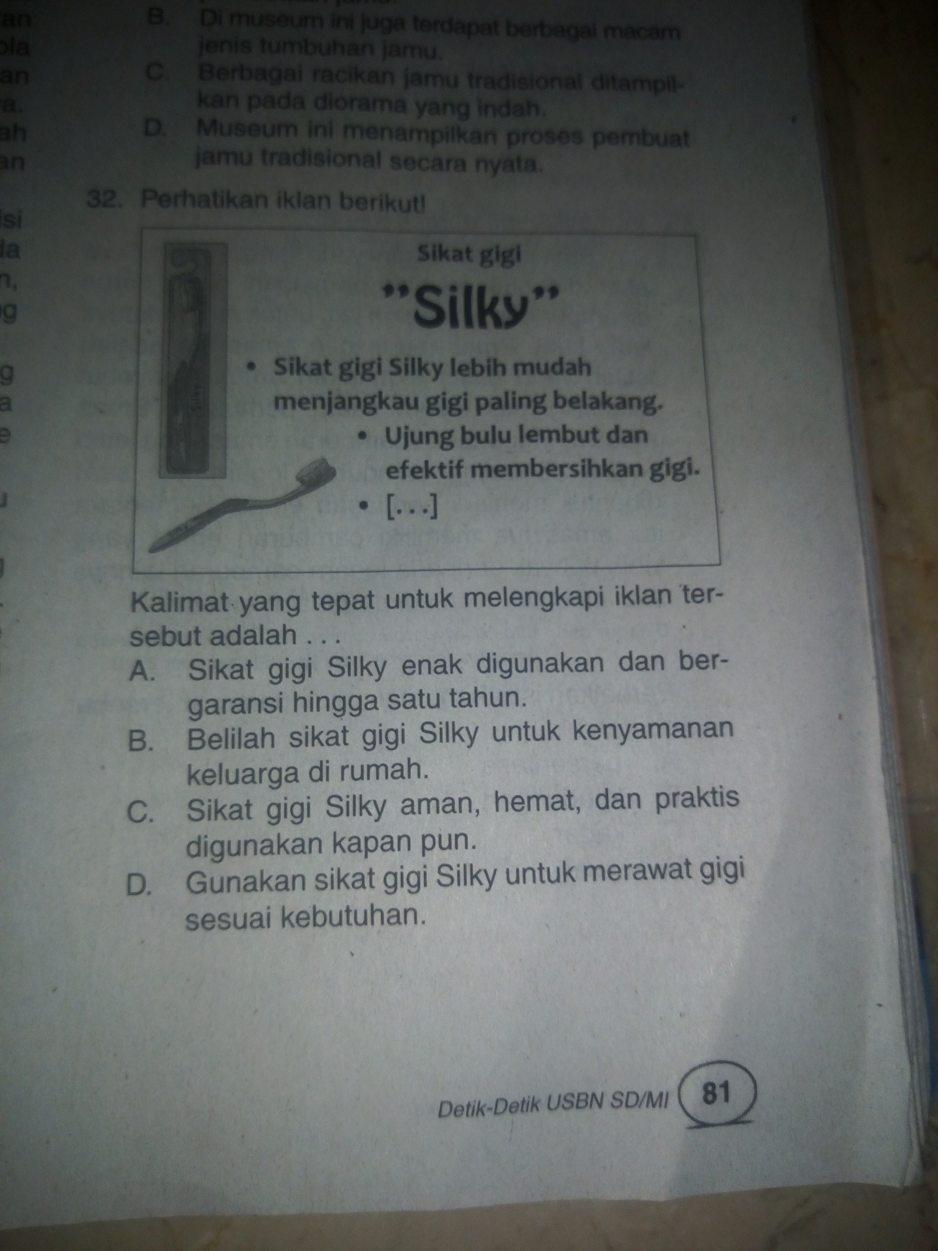 Kalimat Iklan Yang Sesuai Untuk Melengkapi Iklan Tersebut Adalah