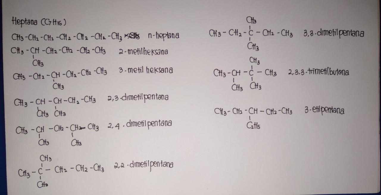 tuliskan isomer dari heptana Brainly.co.id