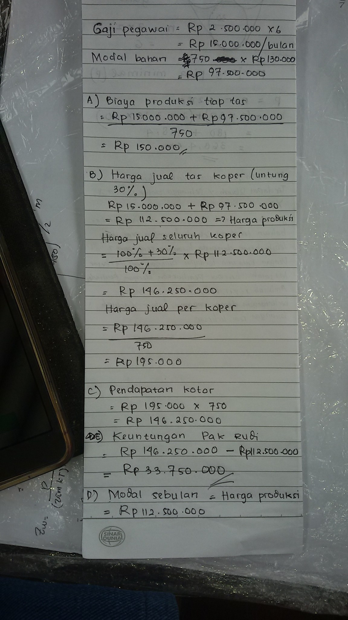 Pak Budi Memiliki Usaha Pembuatan Tas Koper