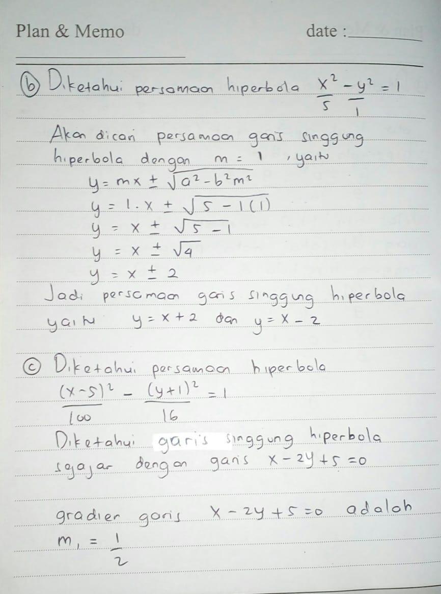 Contoh Soal Dan Pembahasan Persamaan Garis Singgung Hiperbola - Contoh Soal  Terbaru