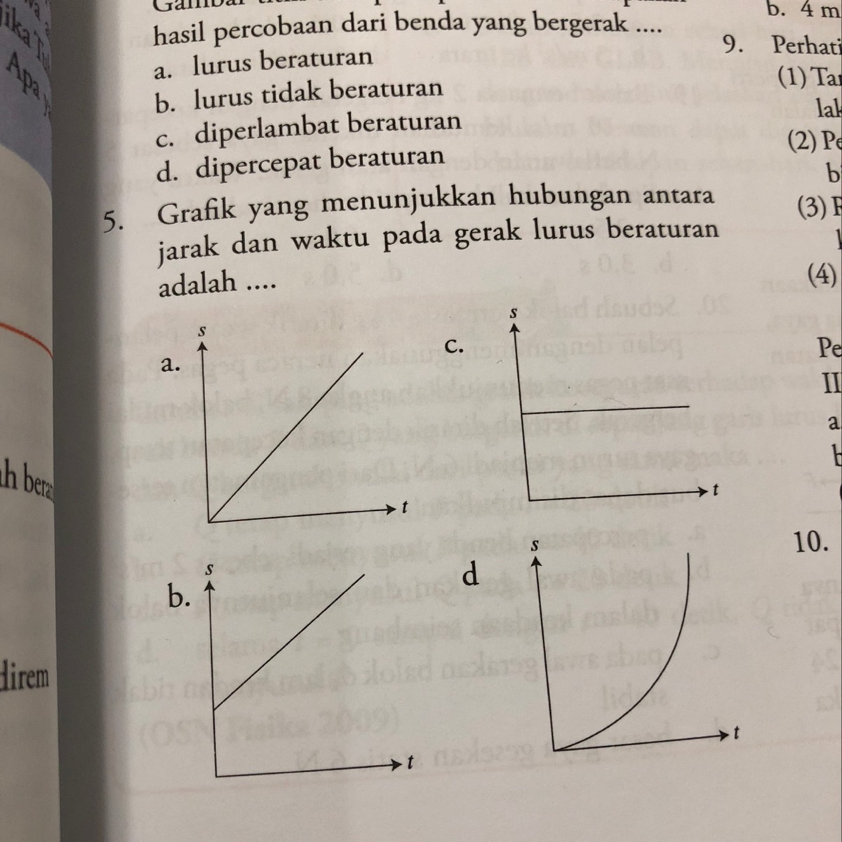 Grafik yang menunjukan hubungan antara jarak dan waktu pada gerak lurus