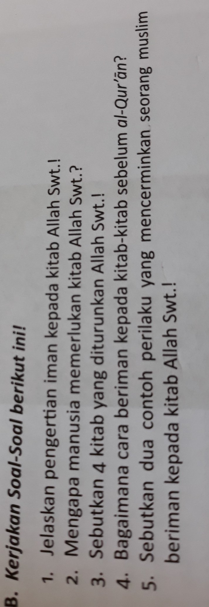 Sebutkan 2 Contoh Perilaku Yang Mencerminkan Beriman Kepada Kitab Allah