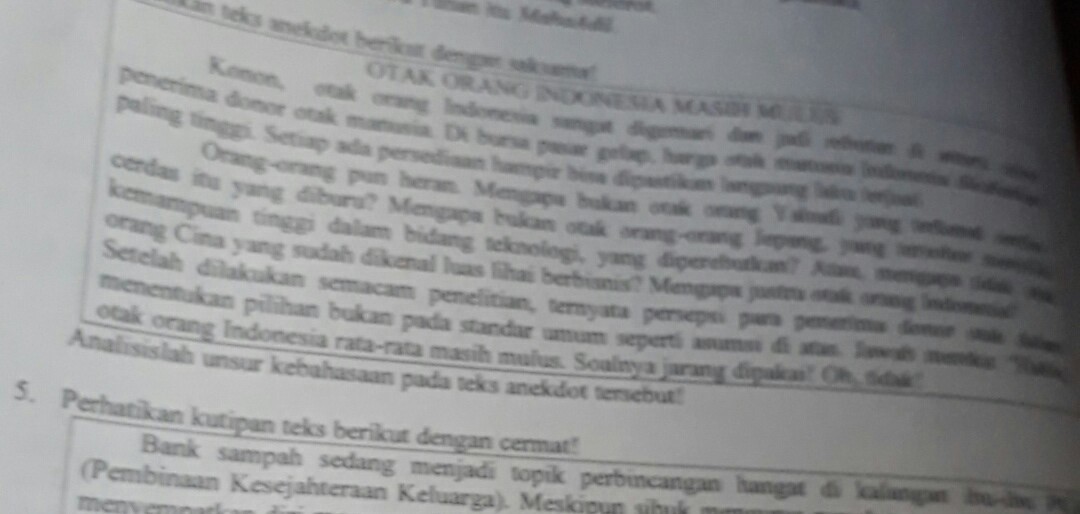 analisislah unsur kebahasaan pada text anekdot Brainly.co.id