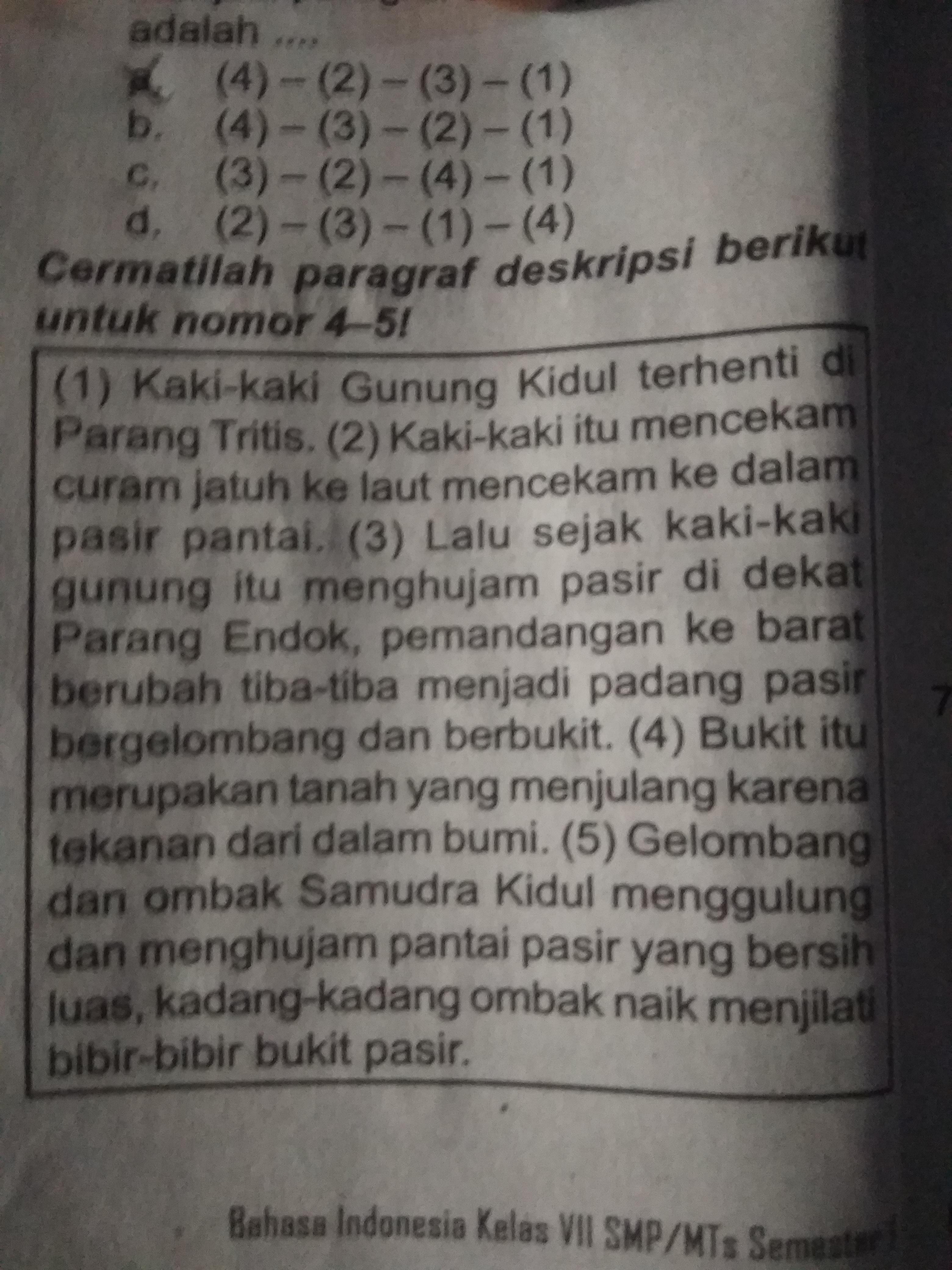 4.kalimat yang tidak padu pada paragraf tersebut adalah