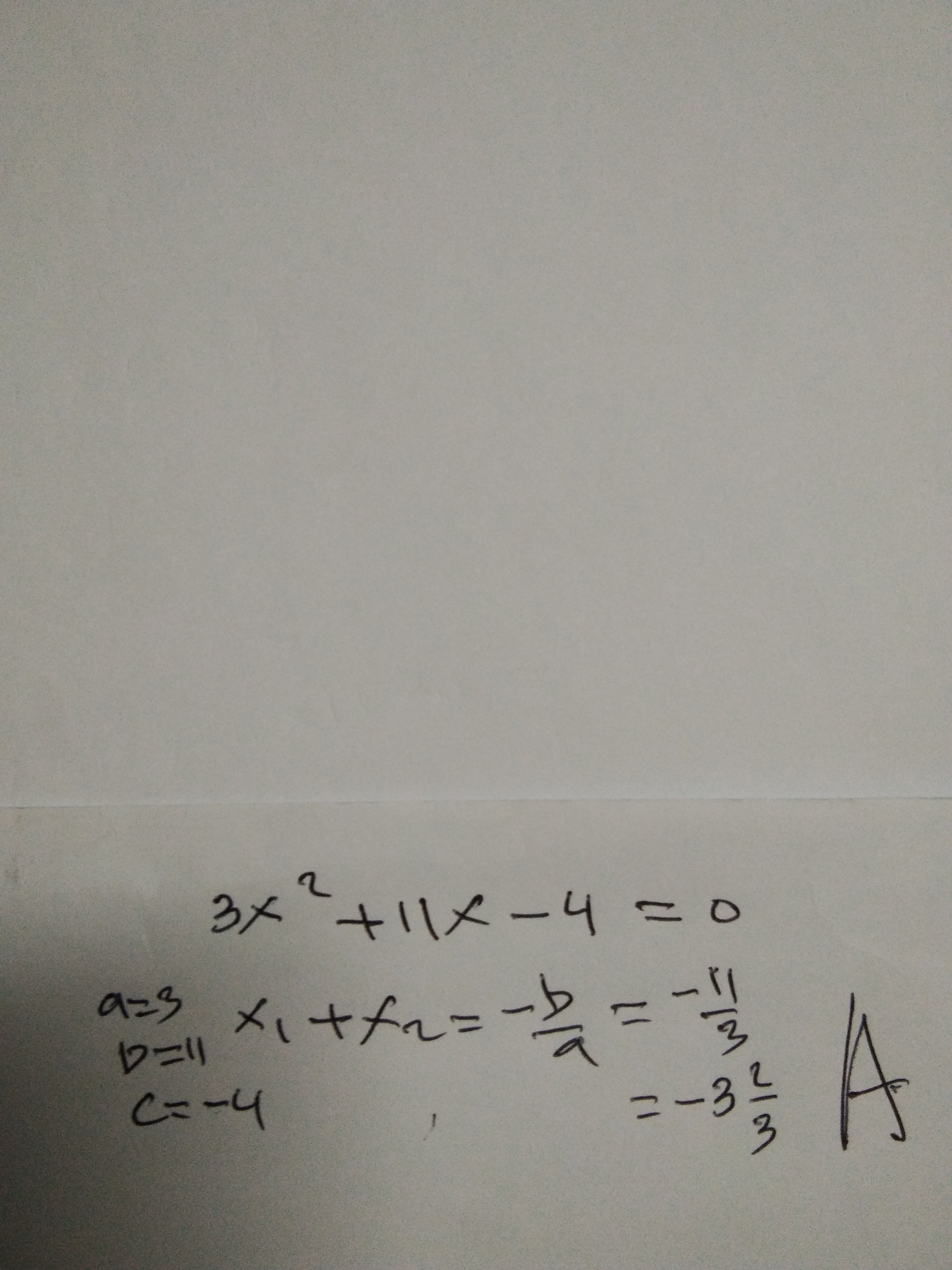Persamaan 3X2 + 11X - 4 = 0 Memiliki Akar Akar X1 Dan X2. Nilai X1 + X2 Adalaha. -3 2/3 ( - Brainly.co.id