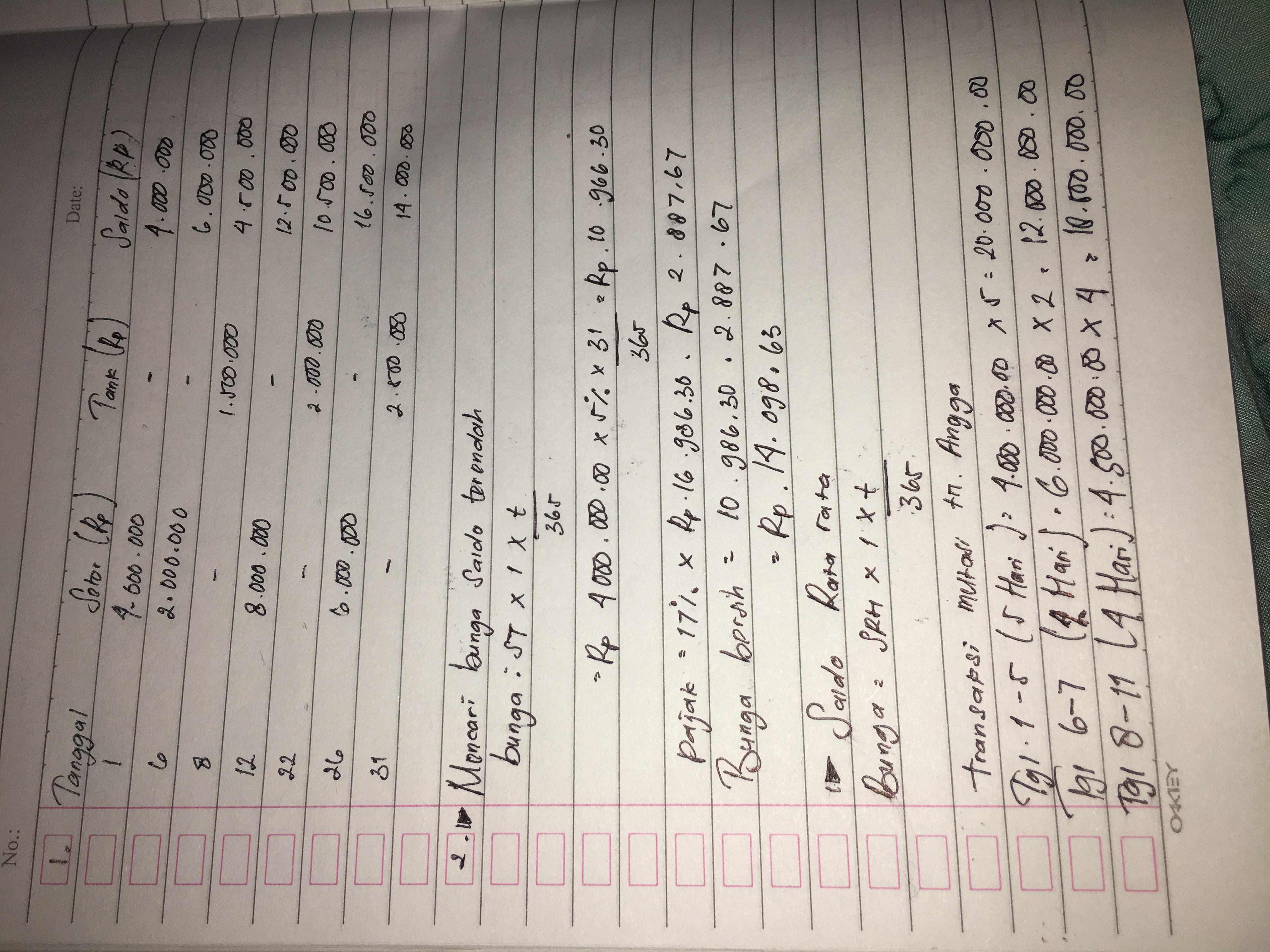 Contoh Soal Mencari Tabungan Awal