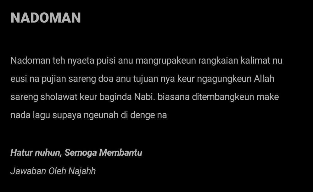 ari nu disebut nadoman teh naon Brainly.co.id