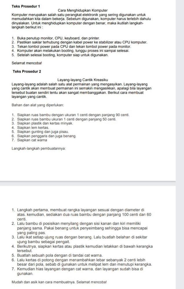 Latihan Soal Uraian Teks Eksposisi Hots Kelas 8 Lembar