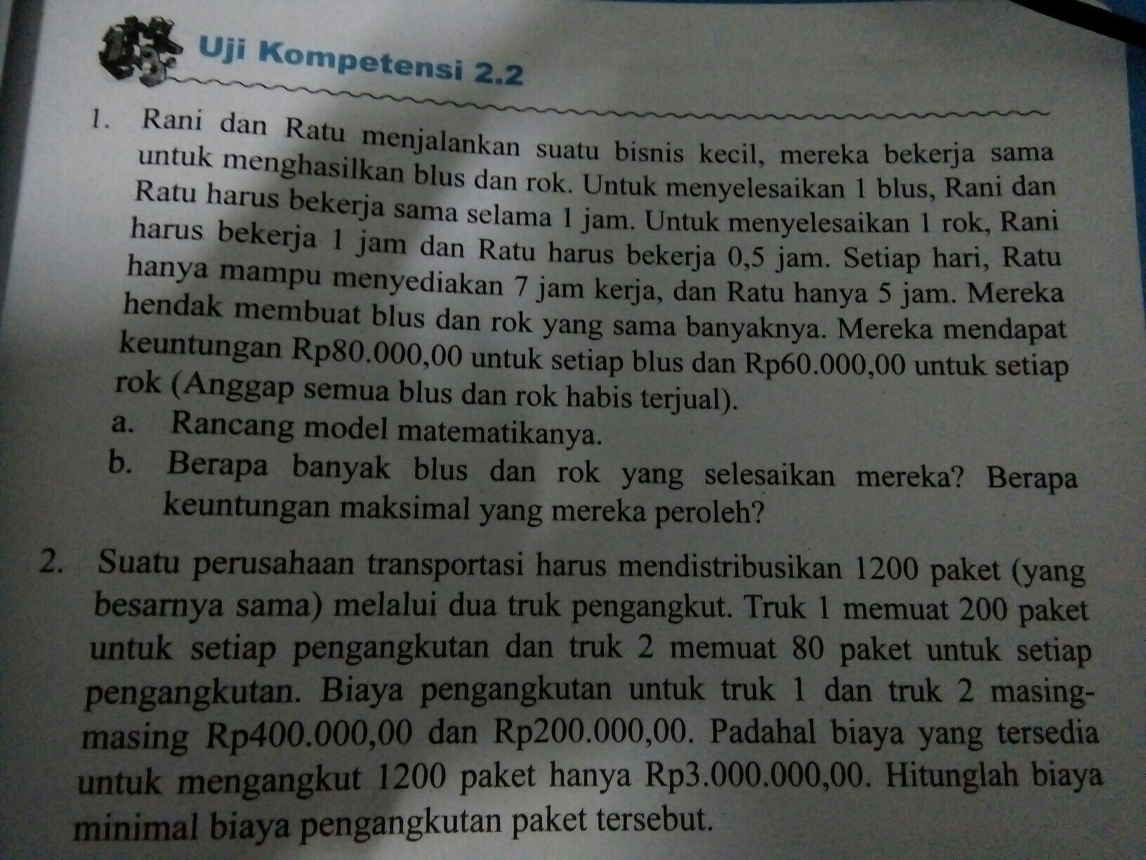 Suatu Perusahaan Transportasi Harus Mendistribusikan 1200 Paket Easy
