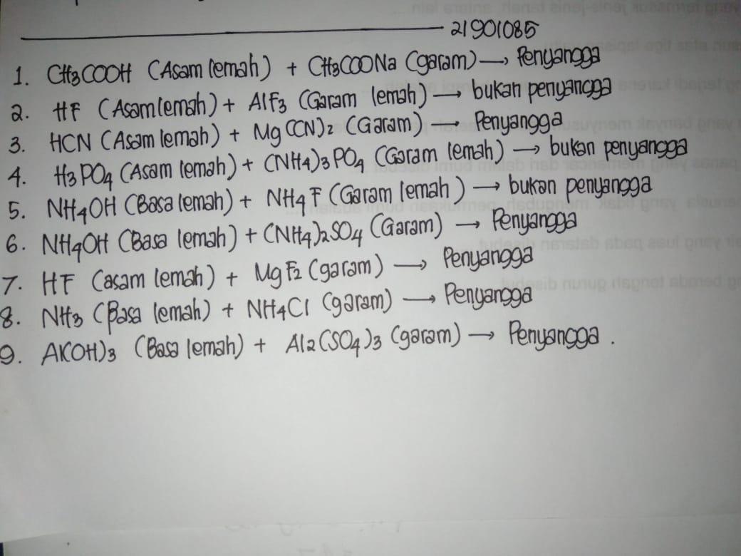 manakah dari campuran larutan berikut yg merupakan komponen penyangga