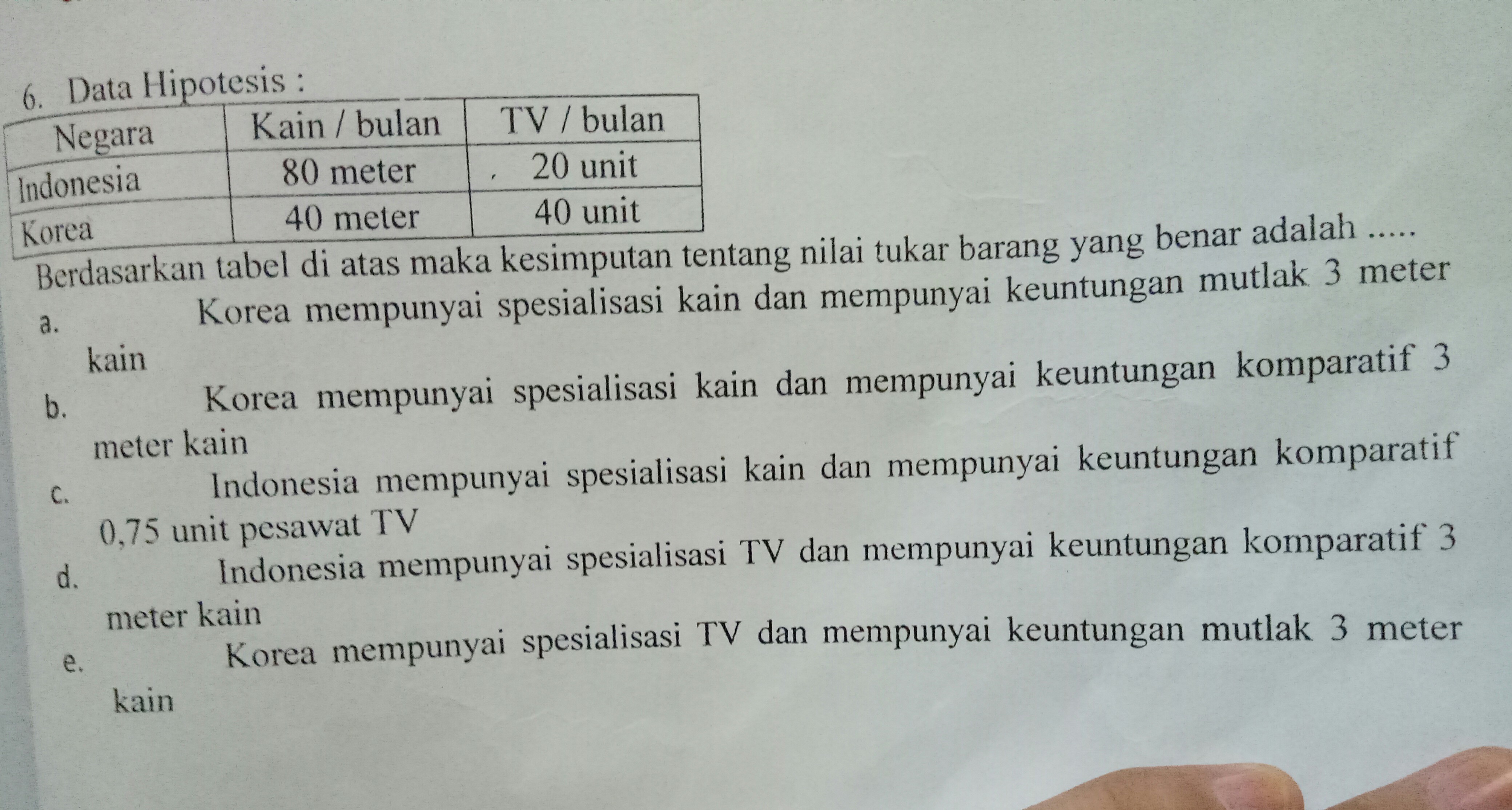 berdasarkan tabel di atas maka kesimpulan tentang nilai tukar barang