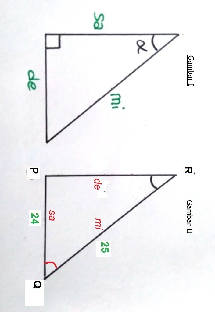 Diketahui segitiga PQR siku siku di P dan sin R = 24/25