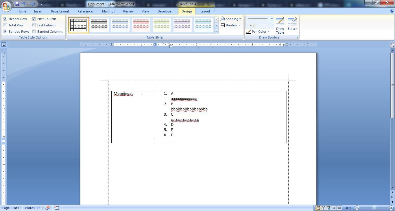 Bagaimana cara memberikan numbering setelah kalimat di microsoft word