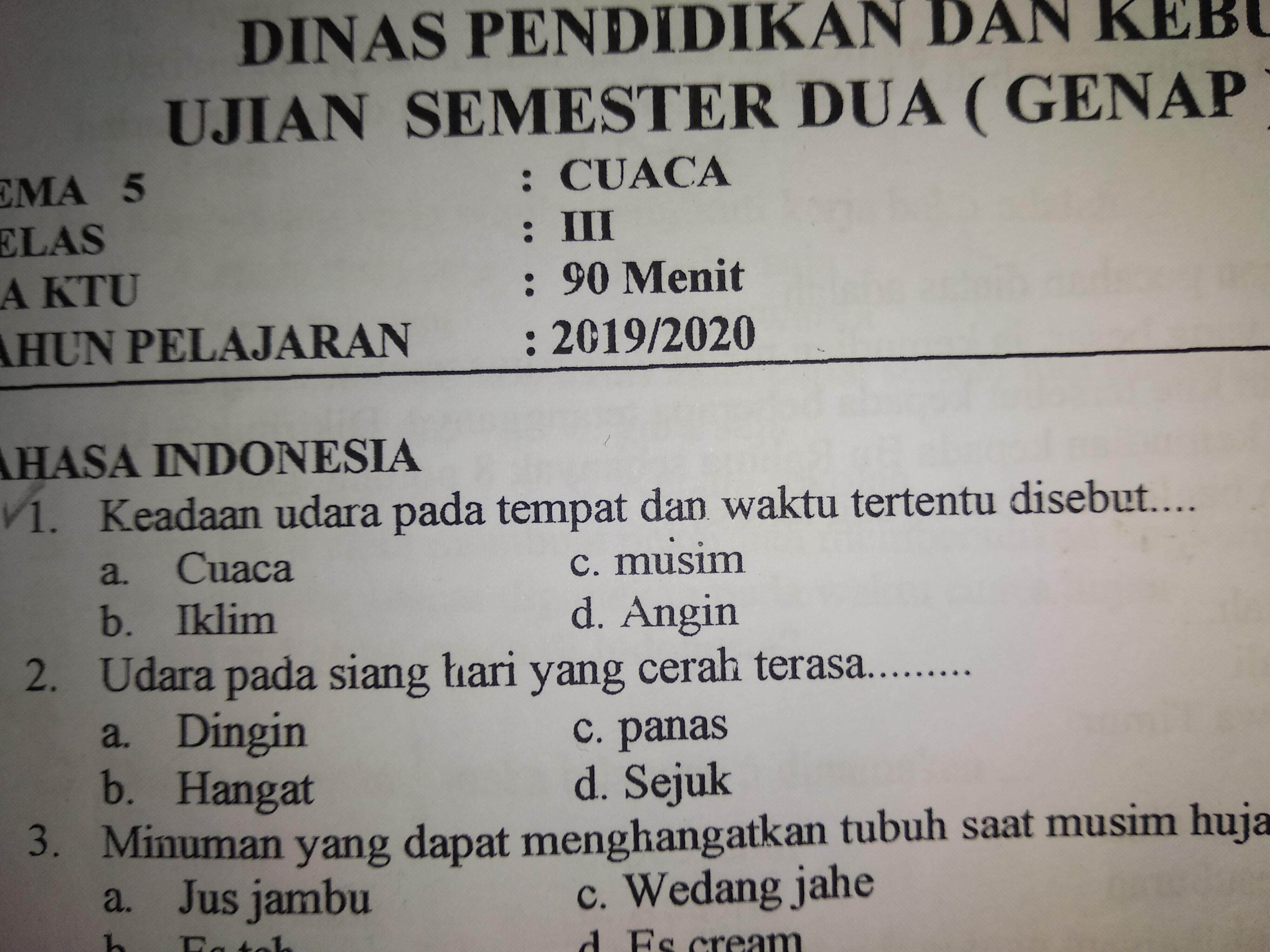 Keadaan Udara Pada Tempat Dan Waktu Tertentu Disebut