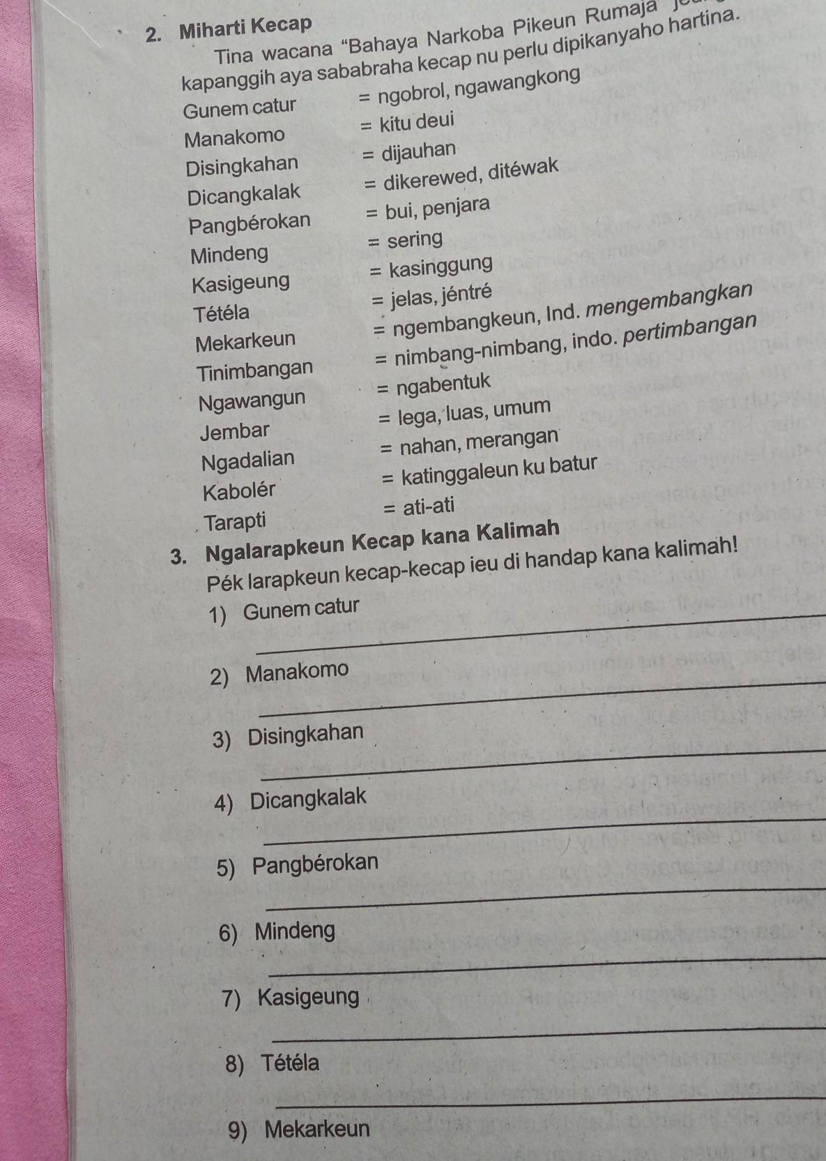 Larapkeun Kecap Ieu Di Handap Kana Kalimah Guru