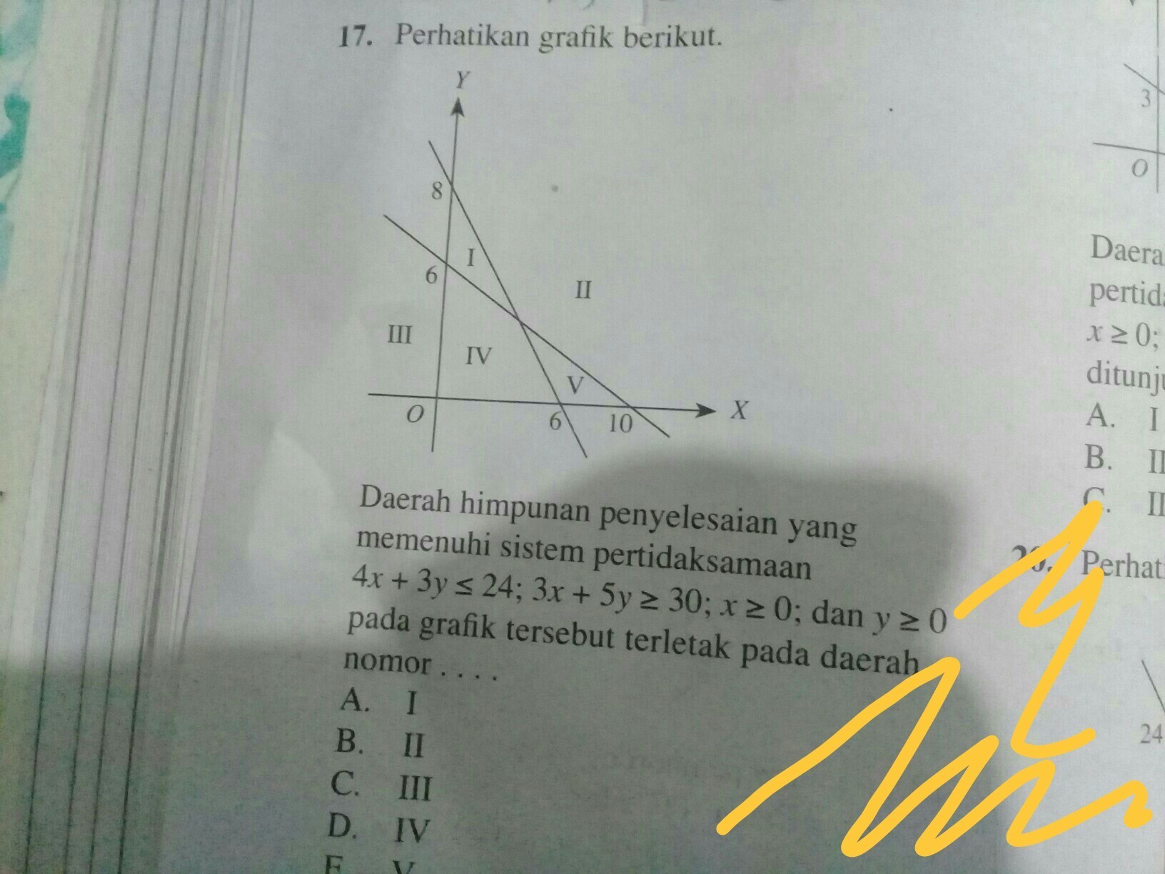 perhatikan grafik berikut.daerah Himpunan penyelesaian